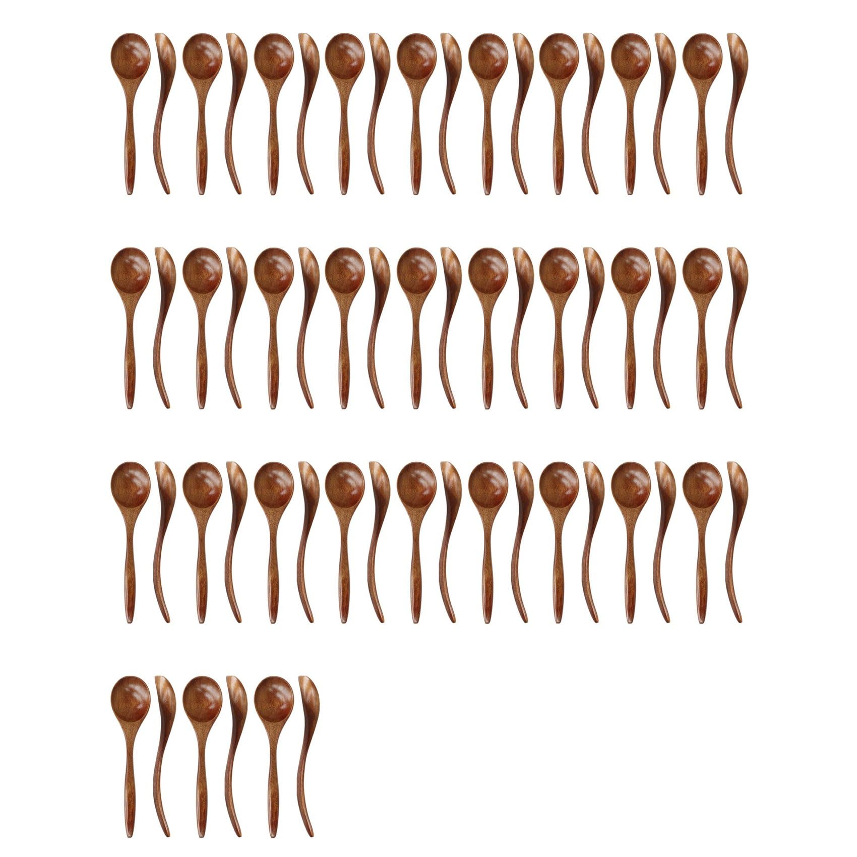 Aundhegrtt Wooden Spoons for Eating, 60 Pieces Natural Wood Eating Spoon, 7 Inch Eco-Friendly Handmade Teaspoon for Dinner