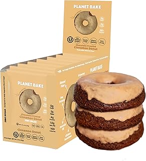 PLANET BAKE Vegan Donut - Gluten Free, Sugar Free, Soy Free Keto Donuts - Moist & Delicious Individually Wrapped Donuts For On-The-Go Healthy Snacking - Cinnamon ZERO (8 Pack)