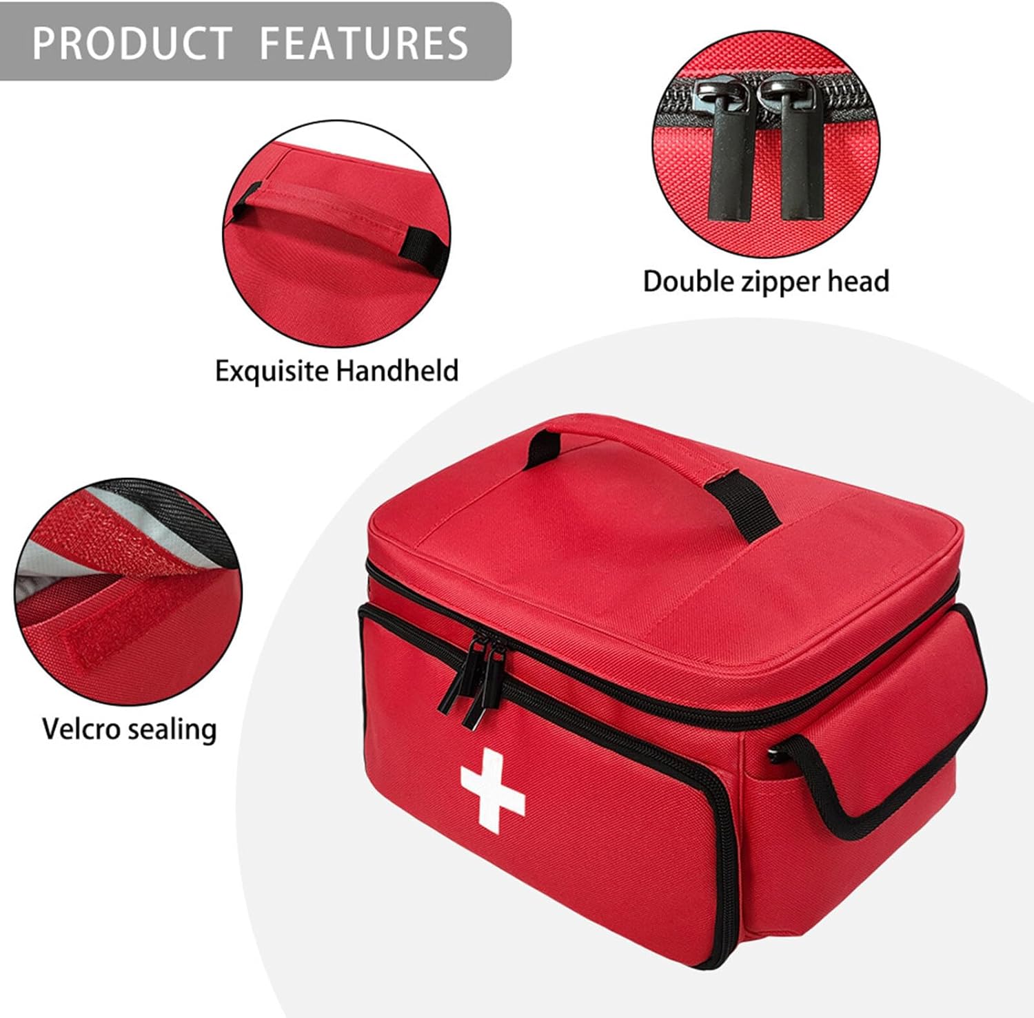 Medicine Storage Bag, Empty First Aid Bag, Medicine Organizer and Storage Bag Empty, Pill Bottle Organizer for Emergency, First Aid Box Family Zippered Medicine Bag for Home and Travel