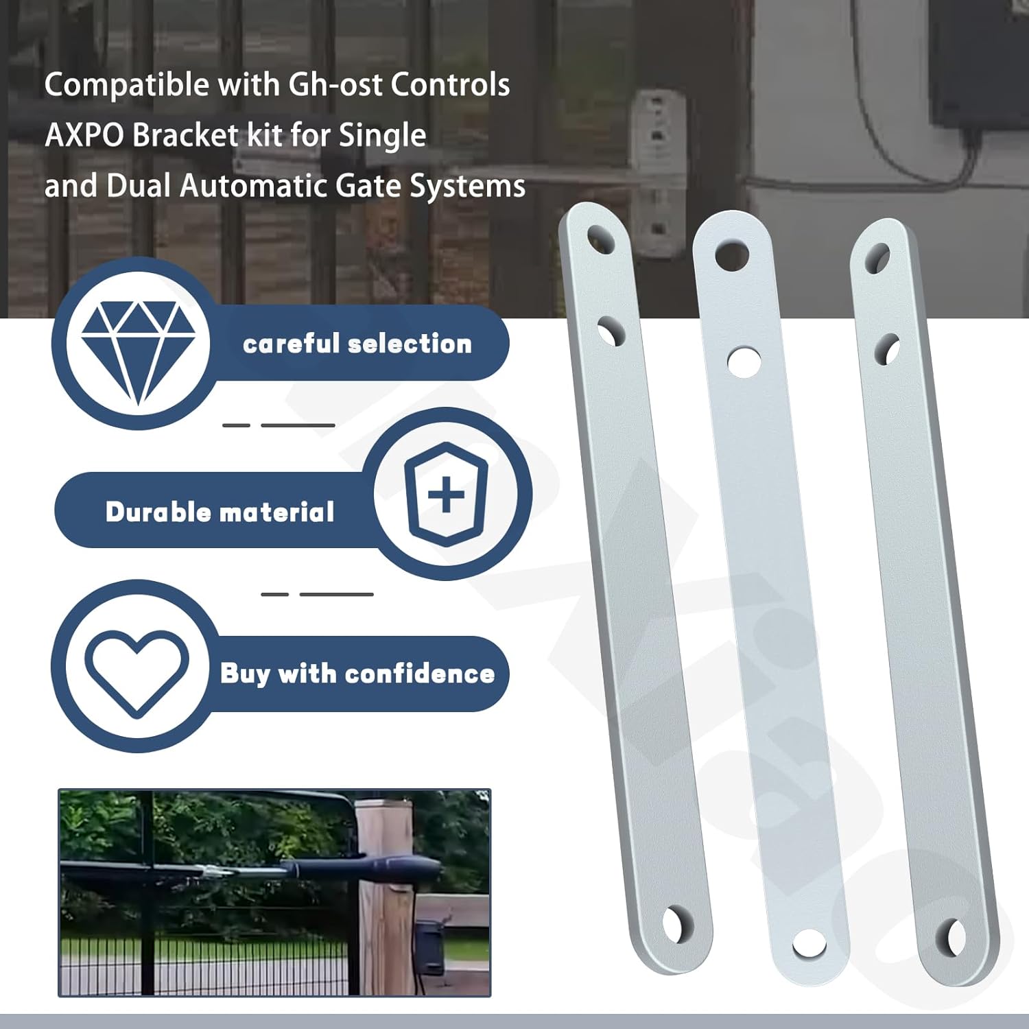 4 Pack Push to Open Brackets Kit for Single & Dual Automatic Gate Systems Compatible with Gh-ost Controls AXPO Bracket - Silver