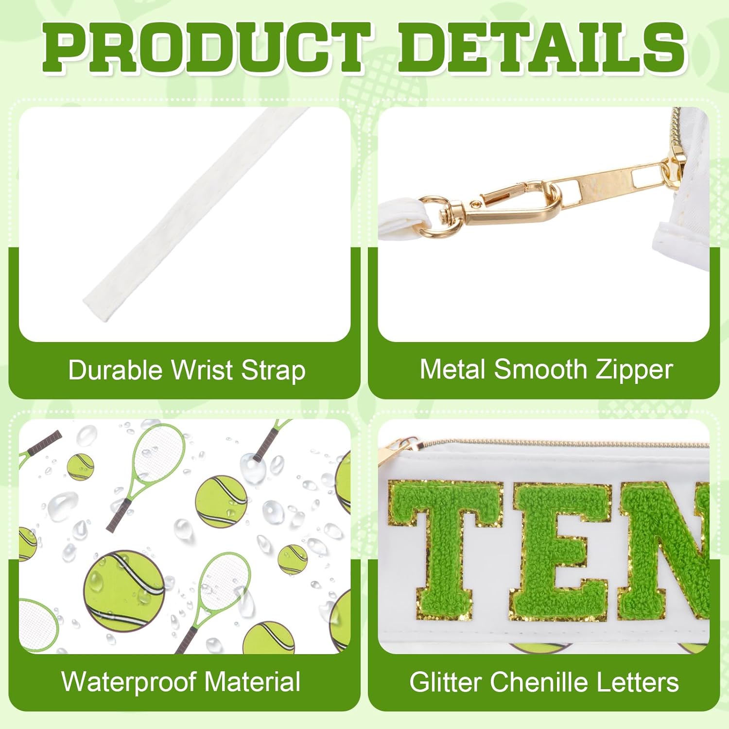 Aliceset 11 Pcs Tennis Theme Gift Set for Women, Makeup Bag with Bracelets, Hair Ties, Keychains - Stylish Gym Accessories for Sports Enthusiasts, Birthday & Holiday Favors - Image 4