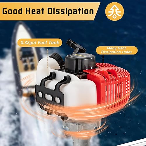 Miniatura 5 de RustyVioum Motor fuera de borda de 2.5 HP de 2 tiempos, motor de barco de pesca Motor fuera de borda superior con sistema de encendido CDI para