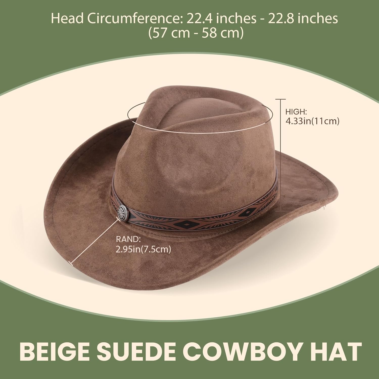 Universal Cowboy Hat for Men and Women,Wide Brim Suede Panama Hat, Adjustable Design, Soft Lightweight, Fit for Daily Wear Brown - Image 2