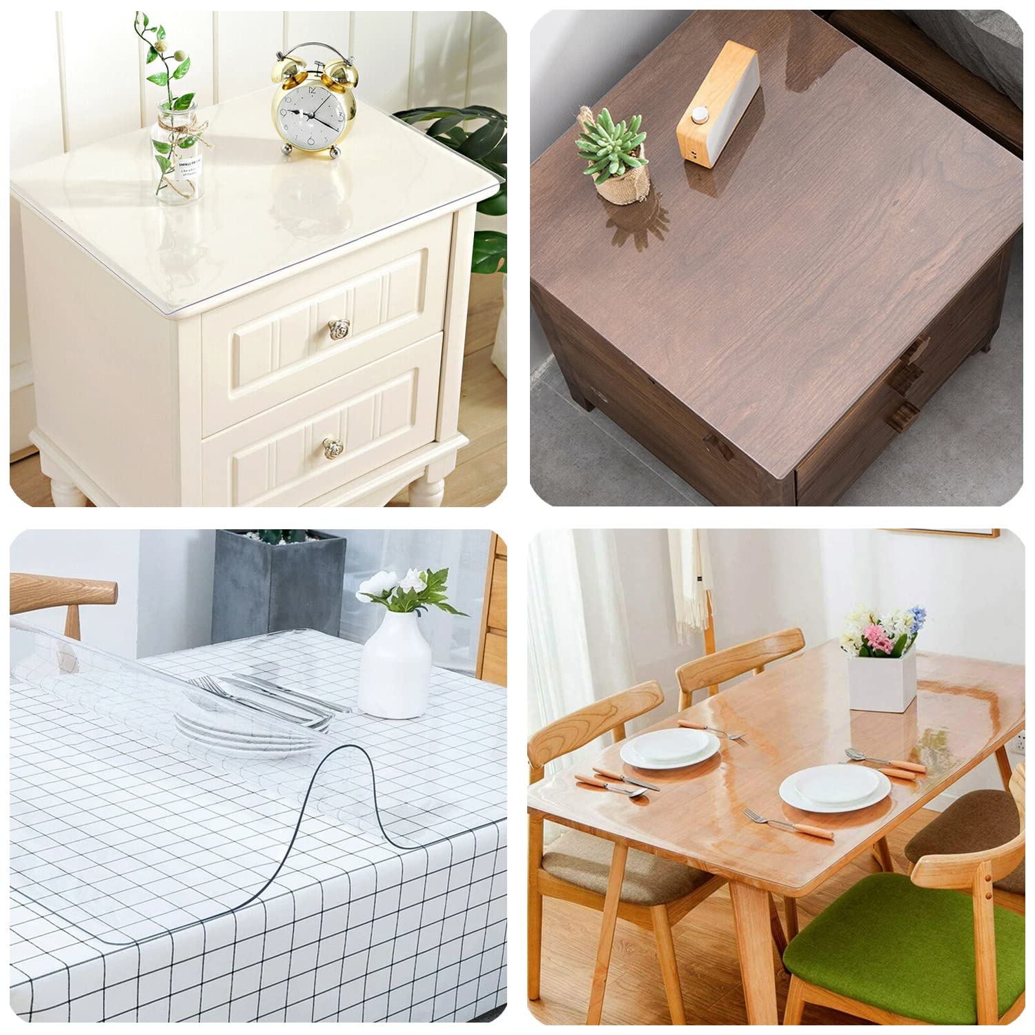 Tovaglia trasparente da 2 mm, in PVC trasparente, 200 x 100 cm, impermeabile, resistente al calore, antigraffio, protezione da tavolo, per tavoli da pranzo, scrivanie e armadi