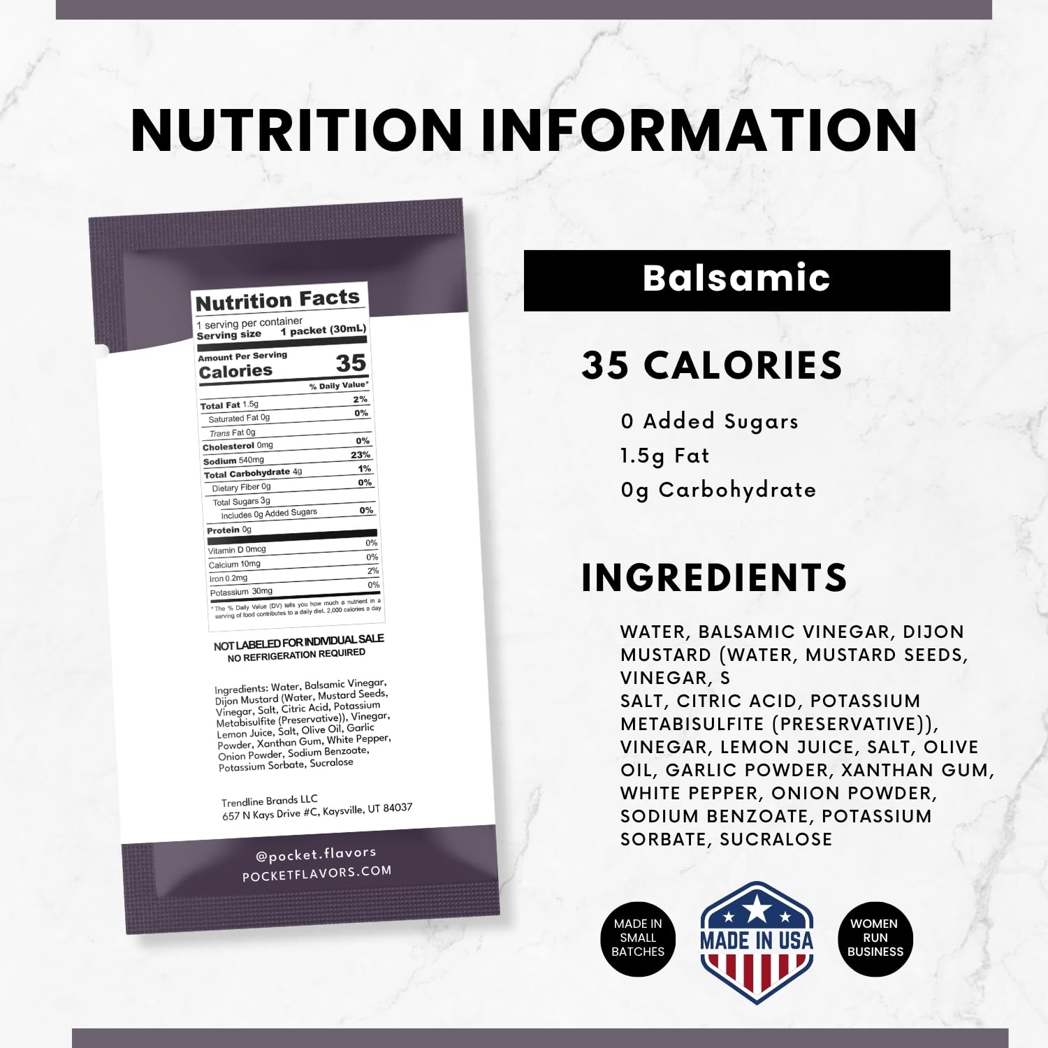 Pocket Flavors Balsamic Dressing – Low Calorie Salad Dressing Packets, No Seed Oils, Individual Single Serve 1 oz Condiment Pouches, 8 Count Balsamic : Grocery & Gourmet Food
