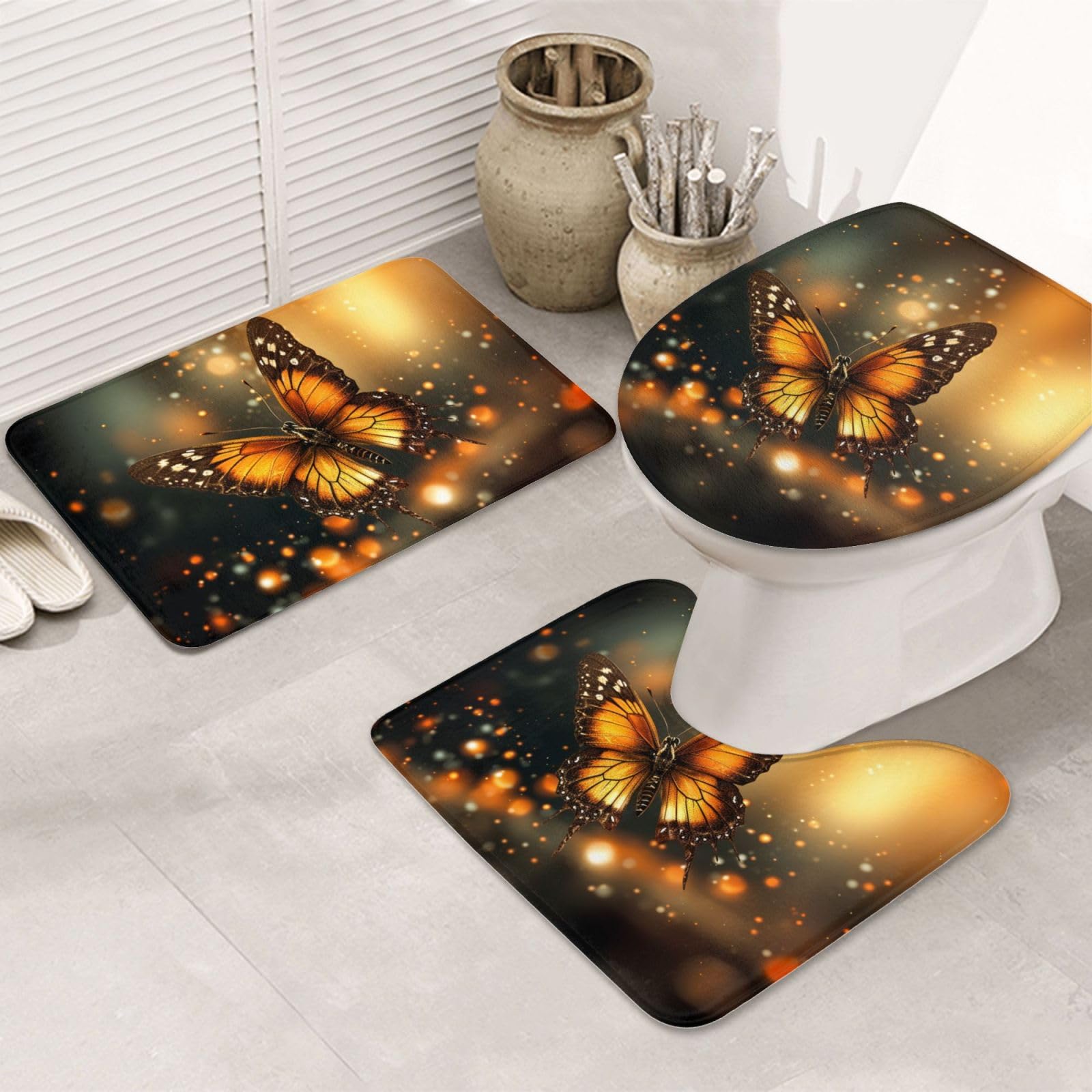 Tapis de bain en forme de U lot de 3 pour une sortie de douche chaleureuse