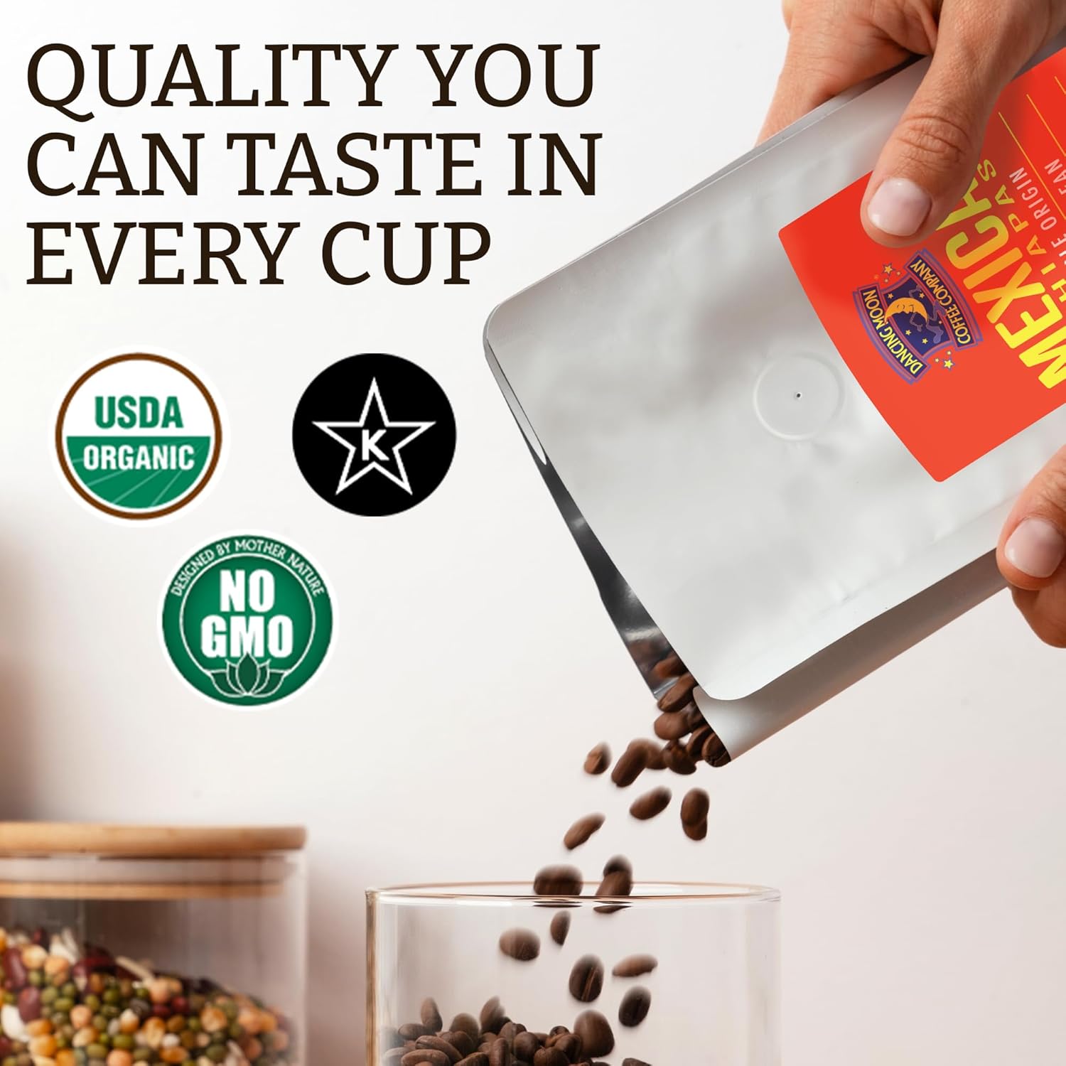 Dancing Moon Dark Roast, Mexican Chiapas Organic Whole Bean Coffee (3-pack)