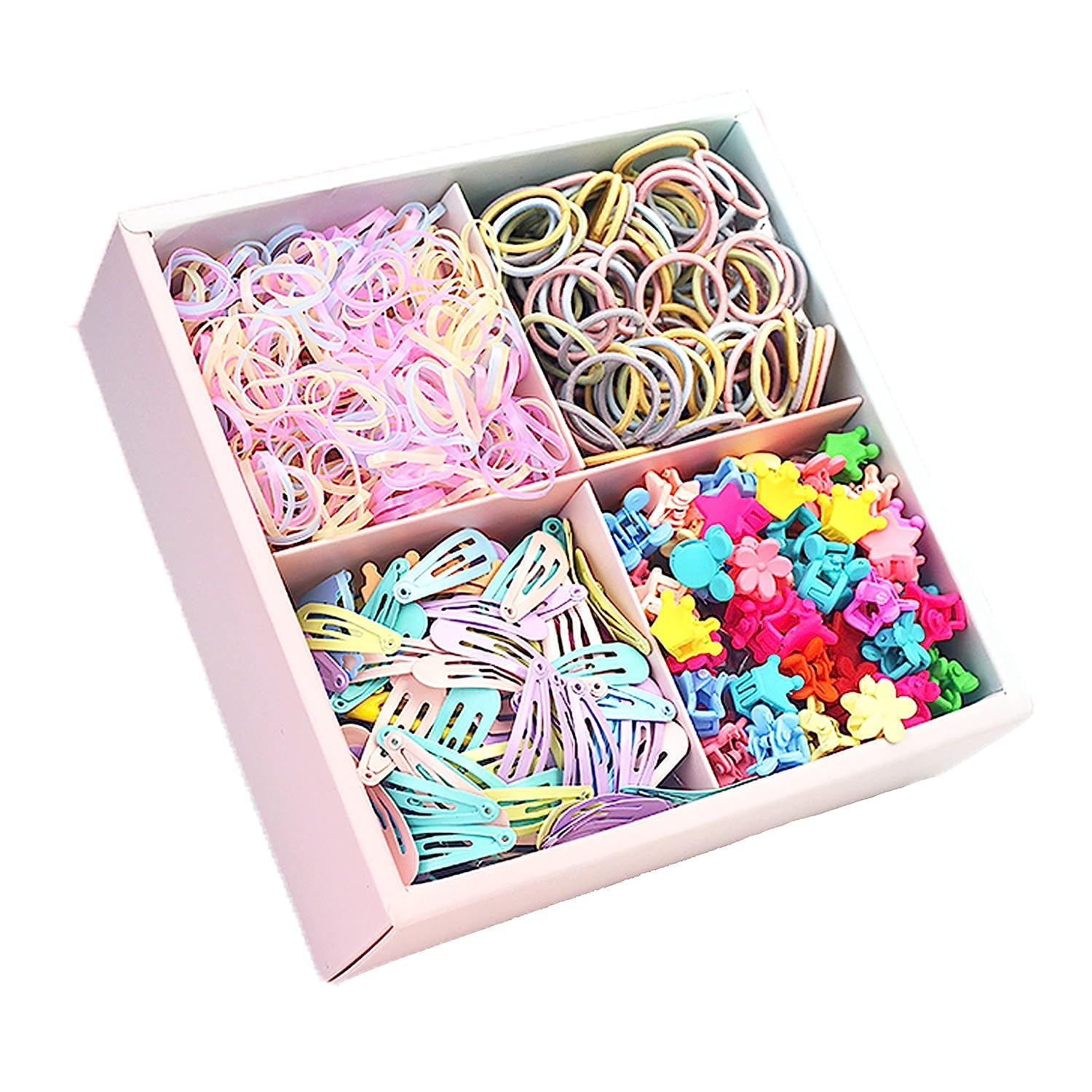 Shining Diva Fashion 25-1160 Pcs Hair Clips Rubber Bands Ties Scrunchies Hairband Hair Accessories Kit with Box for Girls Kids Baby Toddlers