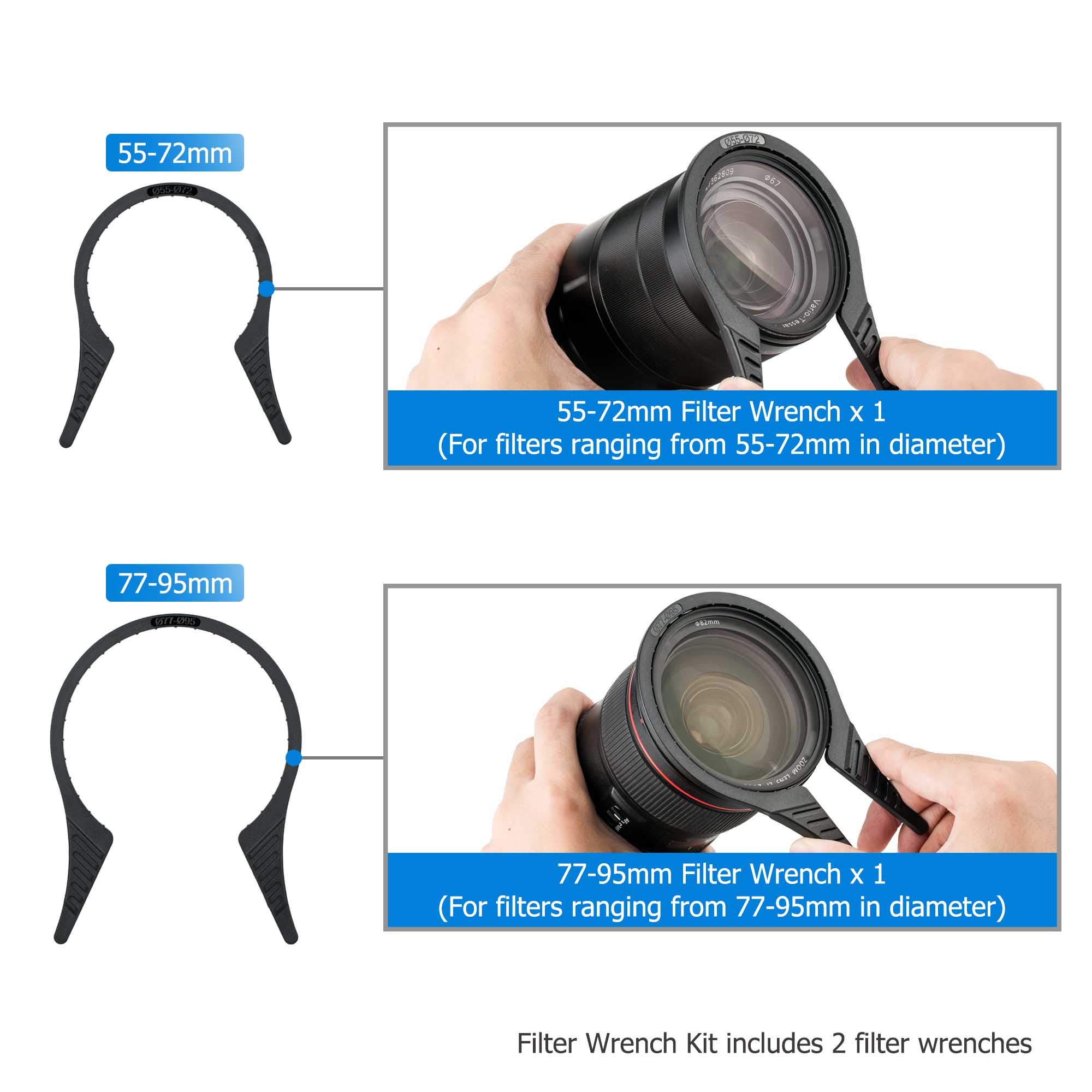 JJC FW-5595 Klucz do filtra obiektywu aparatu 55-72 mm, zestaw 77-95 mm (2-pak)