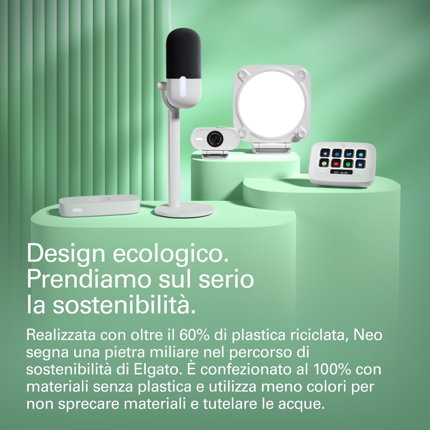Elgato Wave Neo + Elgato Facecam Neo + Elgato Key Light Neo Bundle – Microfono a Condensatore USB per Gaming, Webcam Full HD con Copriobiettivo Scorrevole, Luce Pro, Non Abbagliante