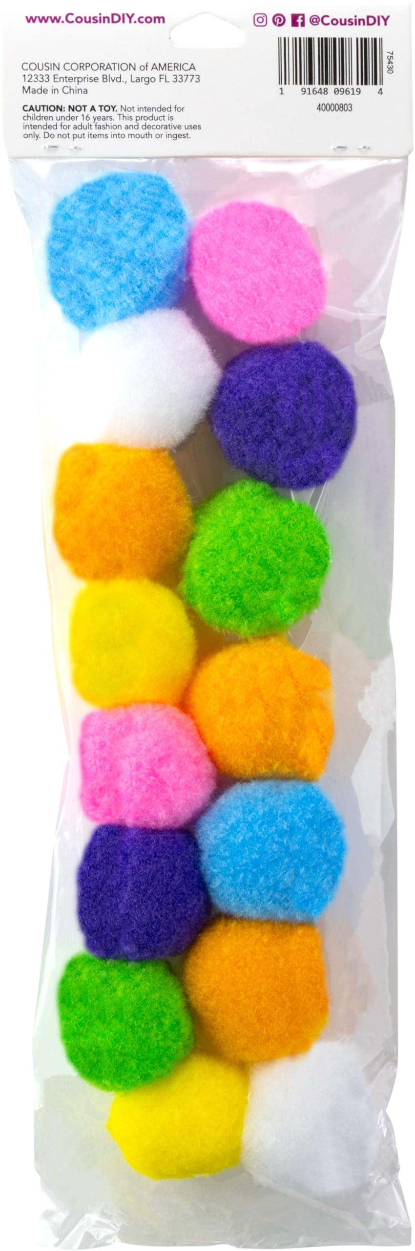 小物 pompom Cousin DIY Multicolor 1.5 inch Poms, 15 Pack : Amazon.ca: Home
