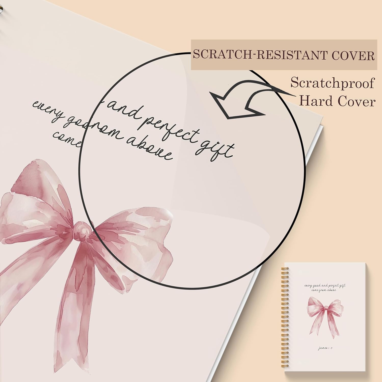 Pink Christian Notebook - Pink Bow Christian Journal, Pink Bible Verse Spiral Notebooks, Coquette Preppy School Supplies Notebooks, Preppy Christian Gifts, Coworker Gifts, 5.5x8.3 Inches - Image 5