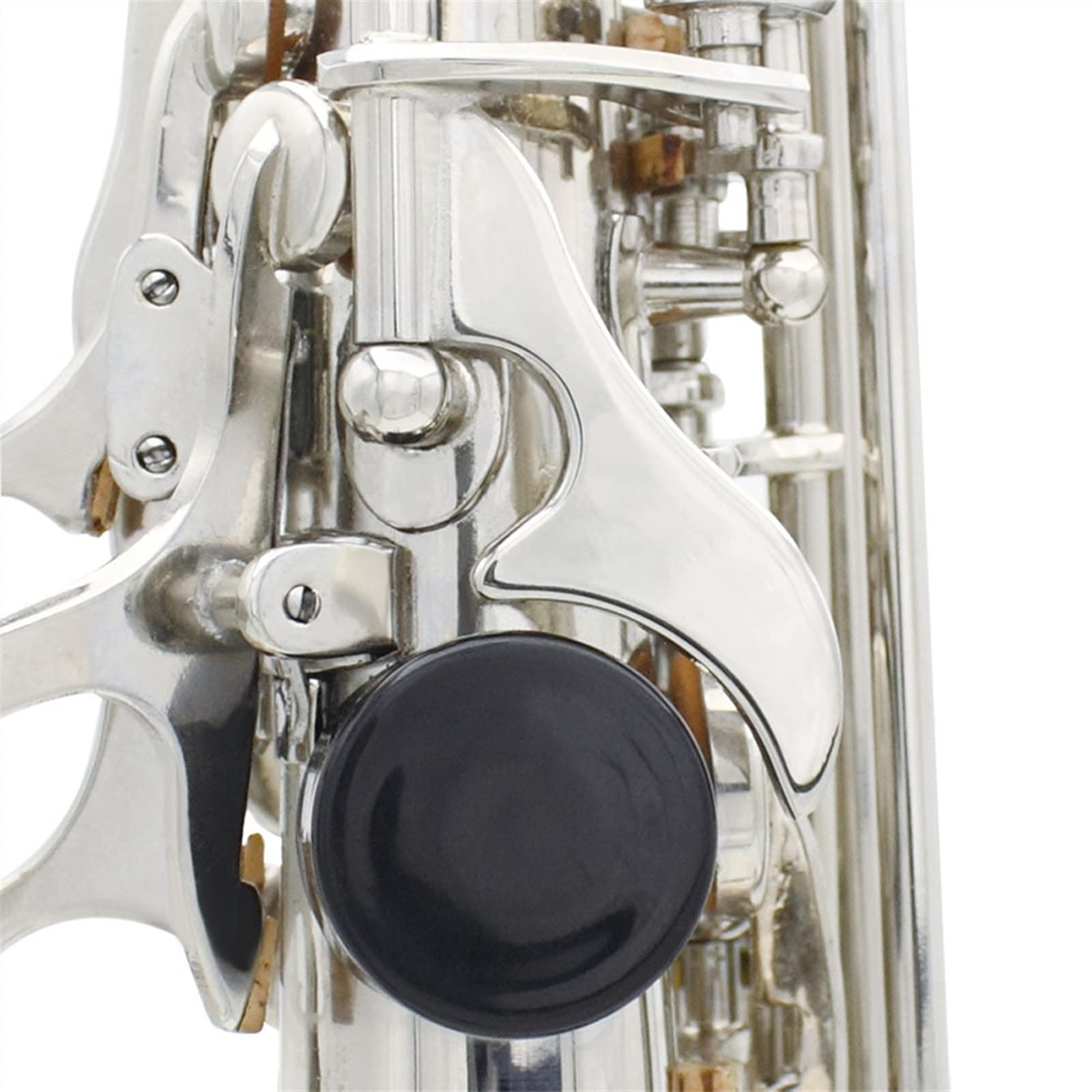 TSTS Bottone A Conchiglia Bianco per Sassofono A Tubo Diritto B-Flat Kit Sassofono (Color : Silver)
