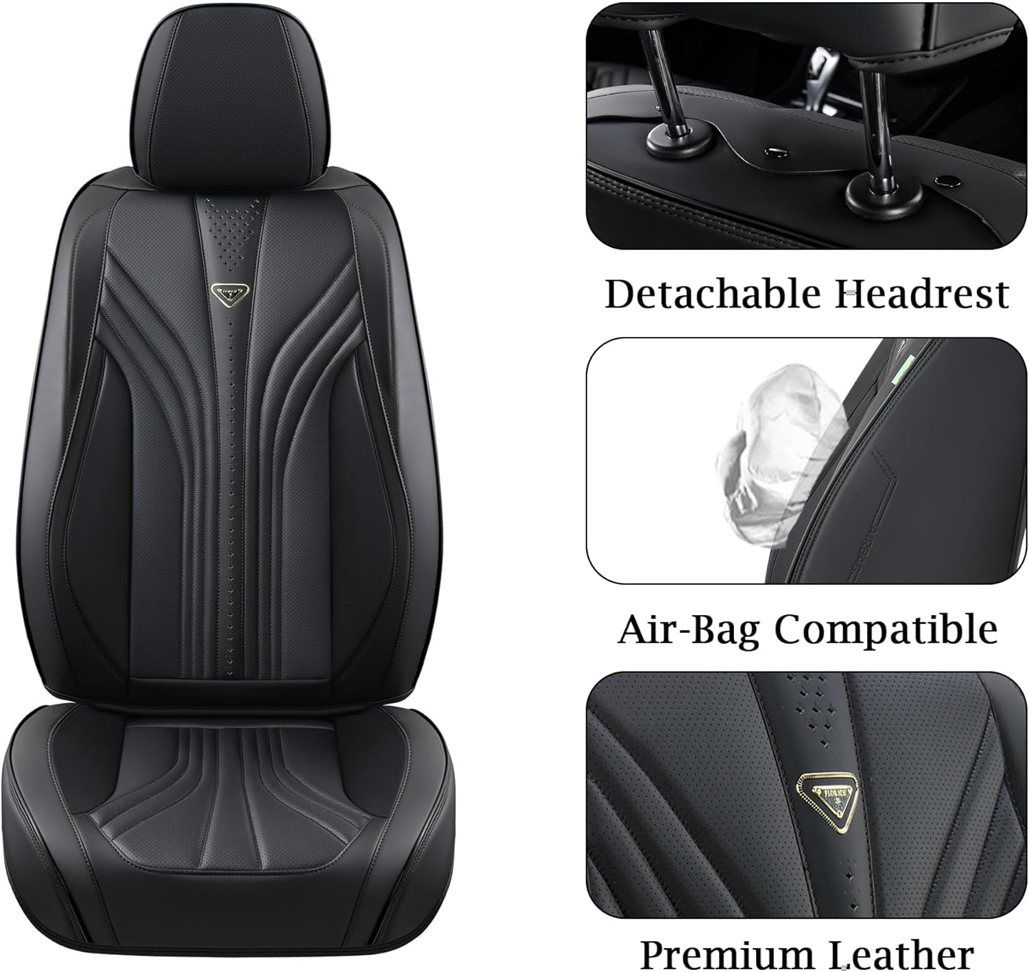 FLORICH Autositzbezüge Vollständiges Set, Leder Sitzbezüge Luxus 5 Sitze Universal Schwarz Sitzbezüge für Autos Wasserdicht Sitzschoner Kunstleder Automotive Fahrzeugbezug für Autos SUV Pick-up LKW