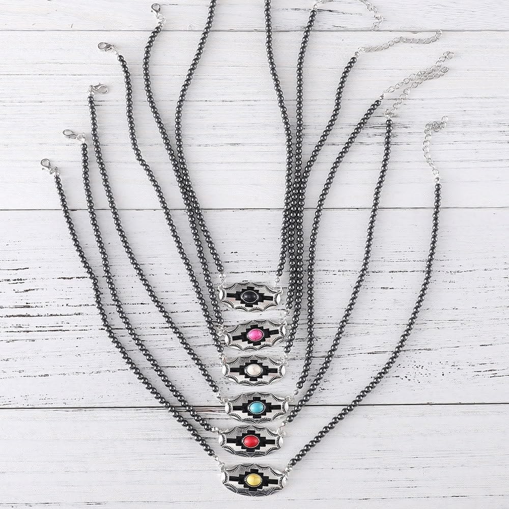 Western Necklaces for Women Trendy Country Concert Outfits Boho Cowboy Chic Cowgirl Turquoise Beaded Necklaces Navajo Pearl Necklace Bohemia Navajo Pearls Jewelry Accessorie - Image 7