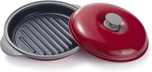 MACONEE Sartén para microondas | Parrilla para microondas, plancha y sartén para cocinar con tapa para asar, dorar y crujir alimentos Utensilios de