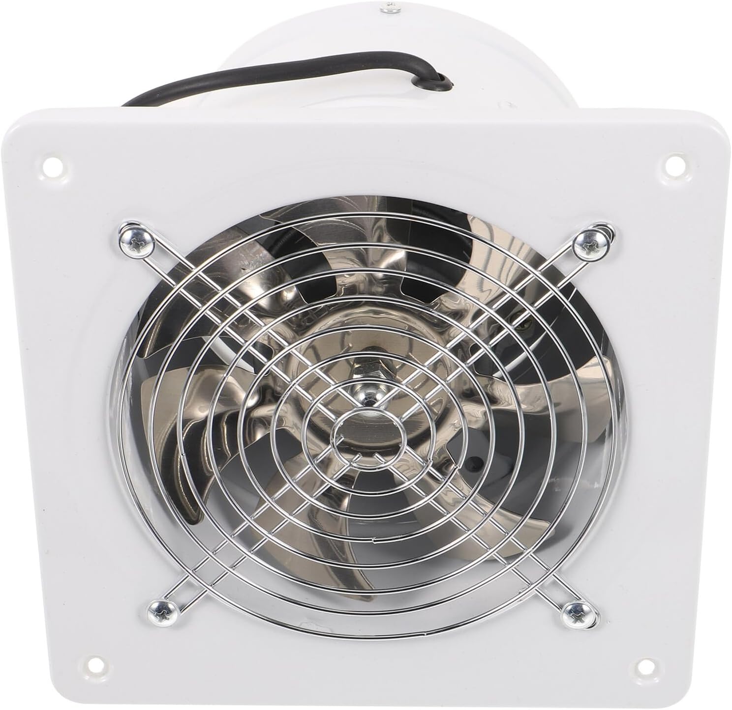 Stainless Steel Kitchen Exhaust Fan 6-inch Window Ventilation Fan with White Frame and Low Noise for Bathroom Toilet Garage Ventilation