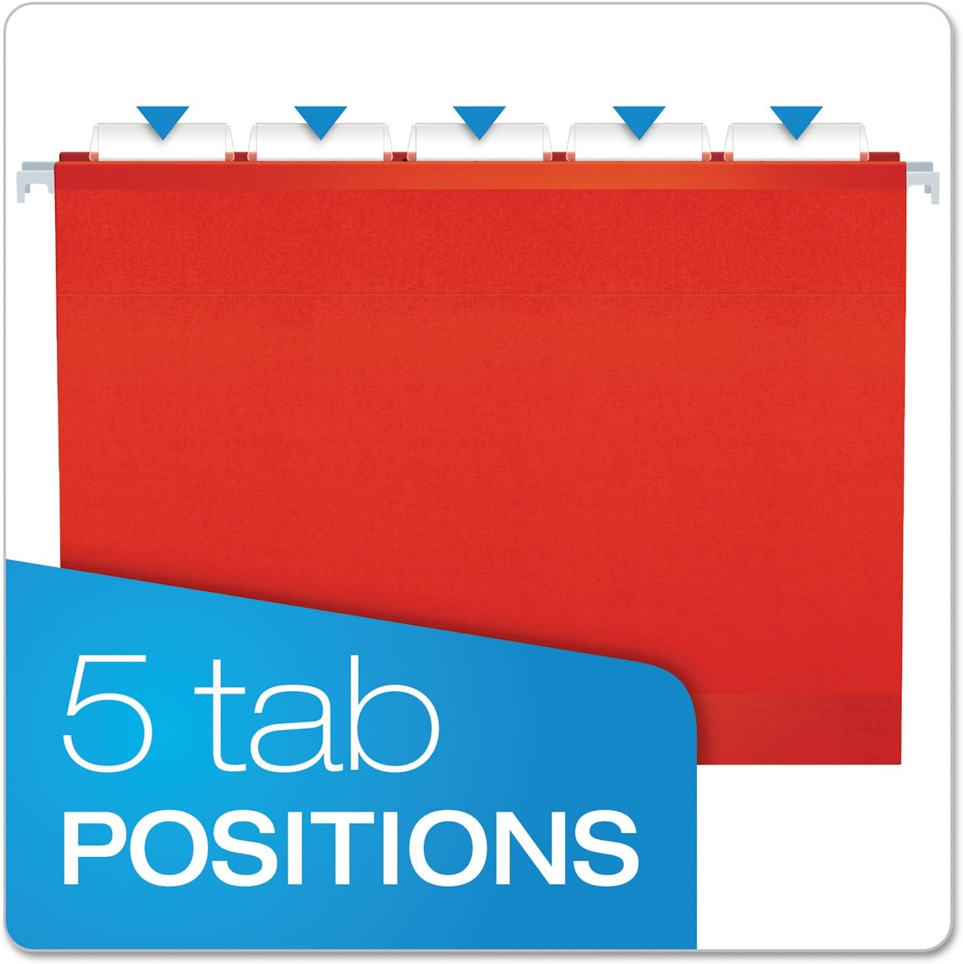 Pendaflex Reinforced Hanging File Folders, Letter Size, Red, 1/5 Cut, 25/BX (4152 1/5 RED)