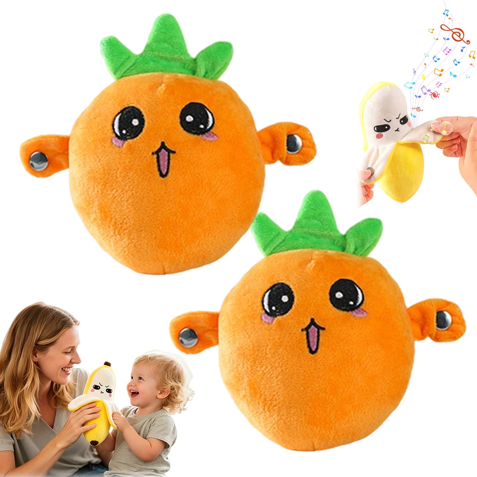 Interactive Music Plush Toy, Fun & Playful Sound-Activated Toys For Aldult, Touch-Sensitive Banana & Fruit Plush For Children Learning And Entertainment Activities Plush Sensory Toy (2 Carrot)