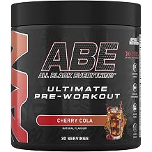 Applied Nutrition ABE Pre Booster Powder Pre Workout for Energy & Focus Caffeine Creatine Monohydrate Beta Alanine 375g - 30 Servings Cherry Cola