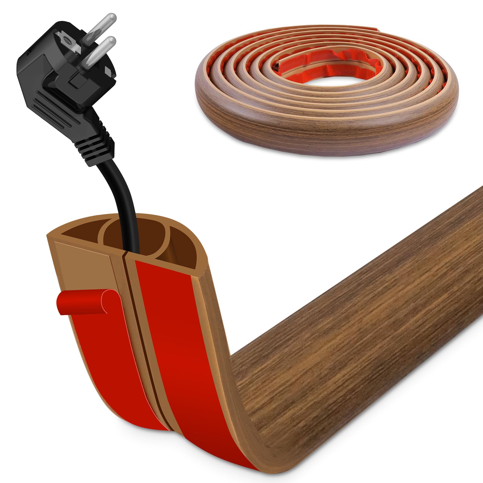 Floor Wire Cover 1m Self Adhesive Cable Floor Protect Cord,Cable Cover to Prevent Trip Hazards, Suitable for Home, Office, Factory, Warehouse and Other Places