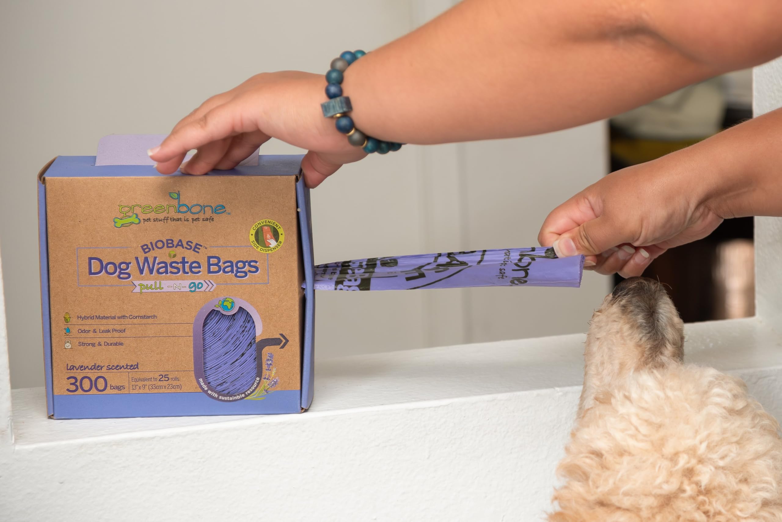 Greenbone BioBase Dispensador de bolsas de basura con aroma a lavanda de 300 unidades