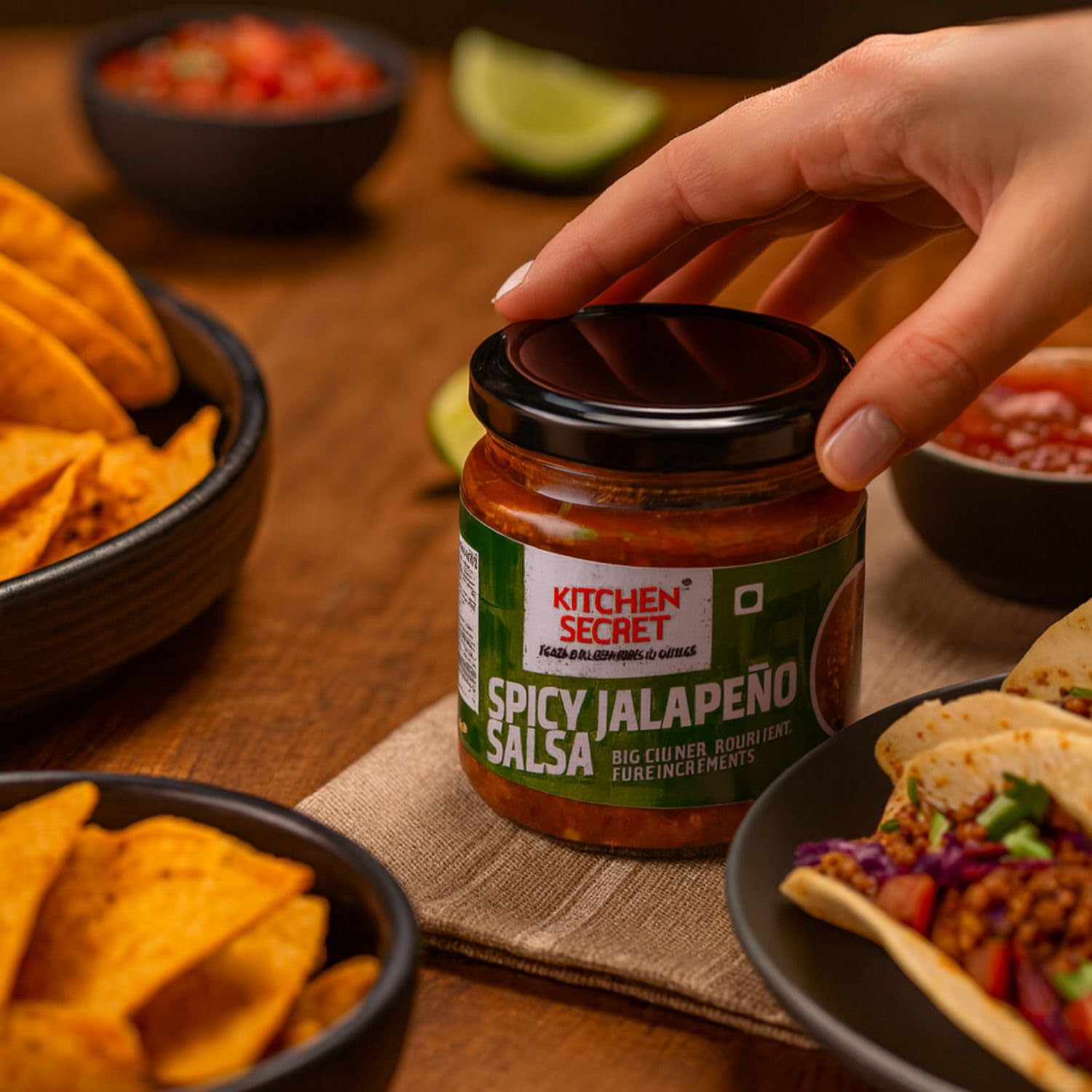 Kitchen Secret Jalapeno Salsa 300gm - Fresh Jalapeno & Chilli Flavour - No Preservatives - Ideal Salsa Dip Sauce for Nachos - Perfect for Parties & Snacks - Enjoy with Chips & Tacos - Image 6 thumbnail