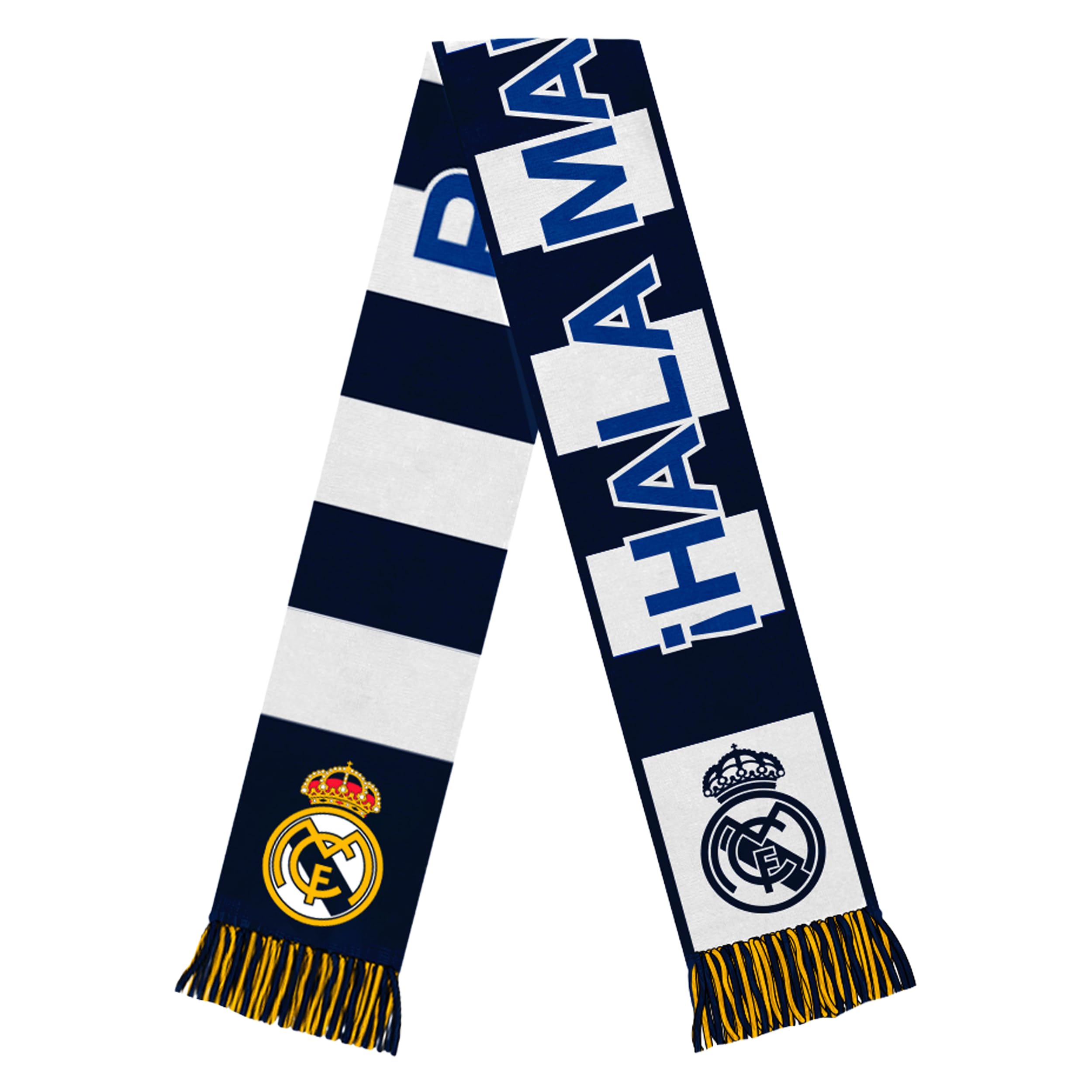 Icon Sports Unisex's Striped Team Scarf, Real Madrid, One Size