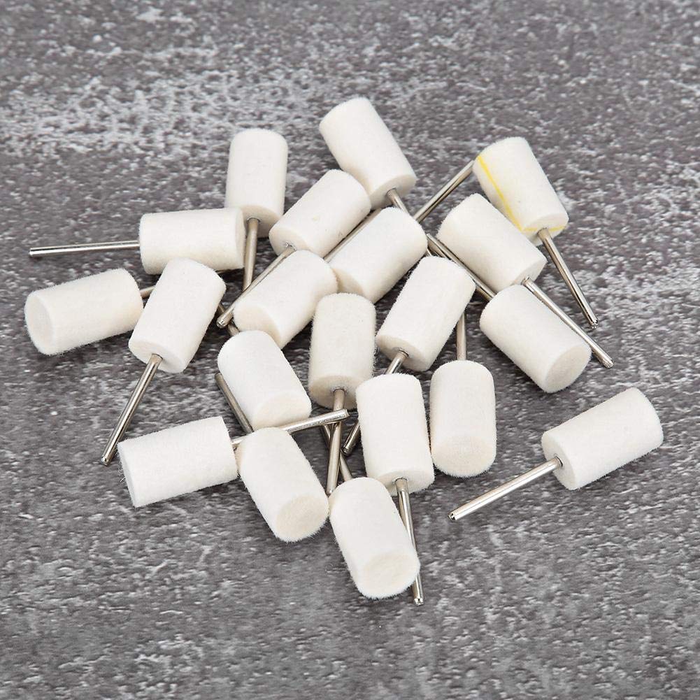 20pcs 2.35mm ruote lucidanti in feltro di lana, gambo lana lucidatura lucidatura mola testa gioielli strumento di lucidatura accessorio per acciaio inossidabile, prodotti in legno