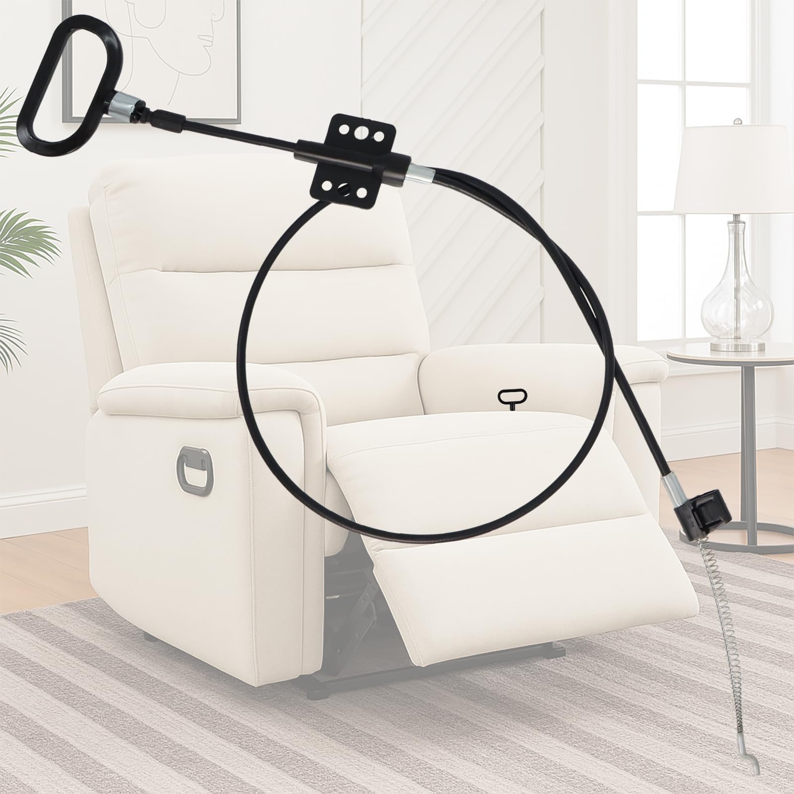 Podoy Recliner Cable Replacement for Sofa Chair Universal 44.5" with Release Pull Handle Adjust Cable D-ring