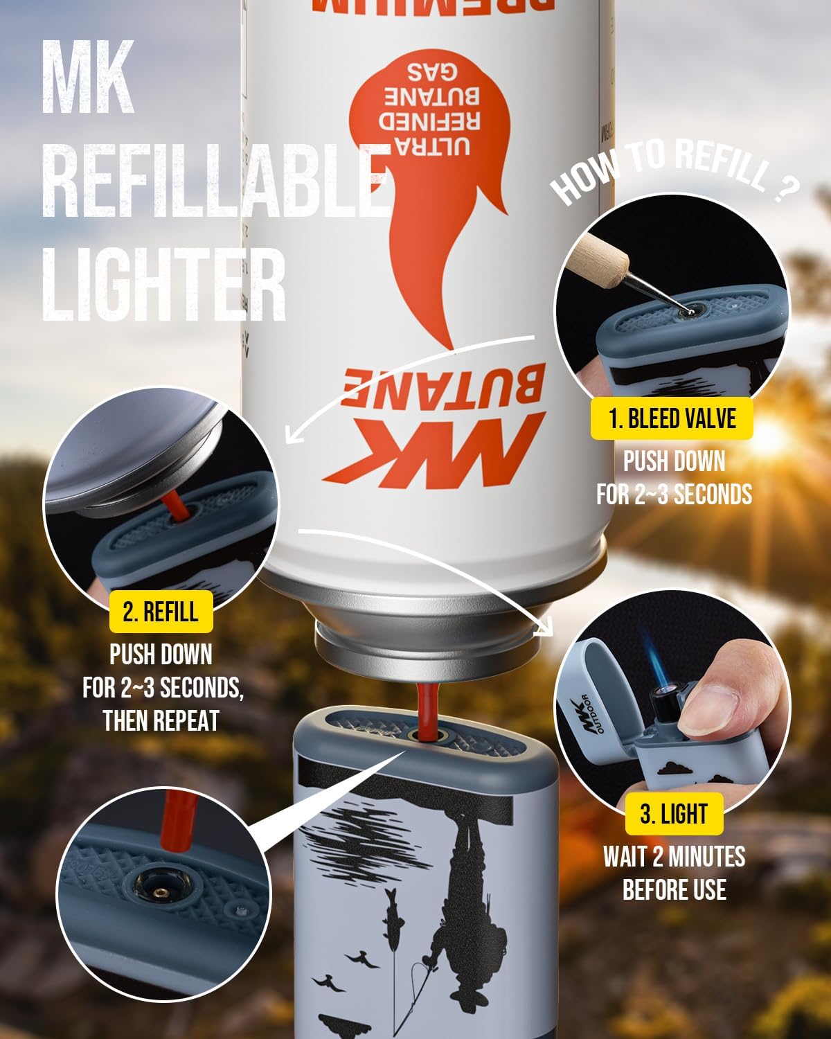 MK Lighter 5-Pack Torch Flame Pocket Lighters, Refillable and Multipurpose, Ideal for Candles, BBQ, Camping, and Everyday Use (Wild Spirit-5PC)