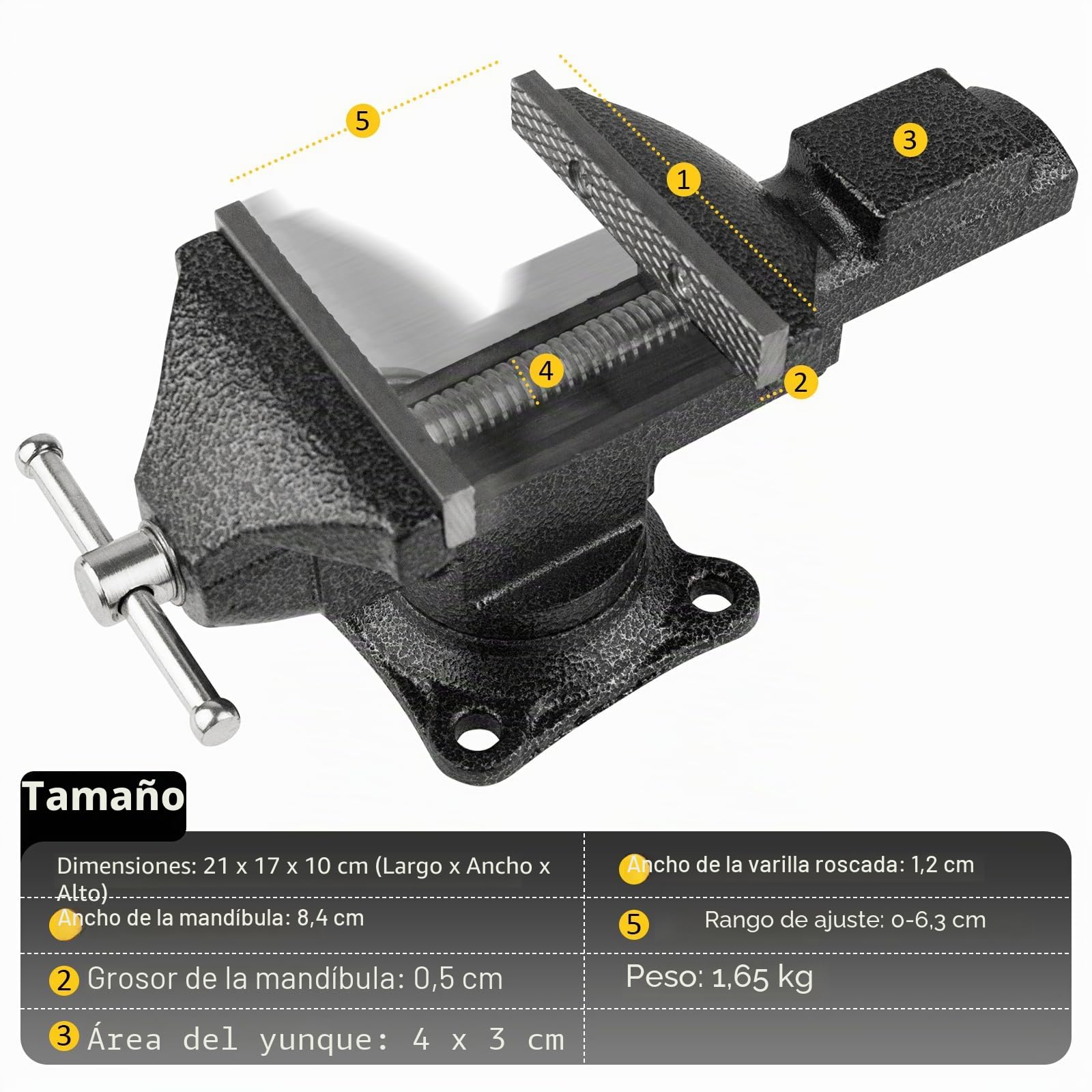 Tornillo de banco giratorio de 360°, pequeño tornillo de banco de mesa, portátil, con almohadillas antideslizantes, guantes, tornillos, para trabajar la madera, trabajar el metal