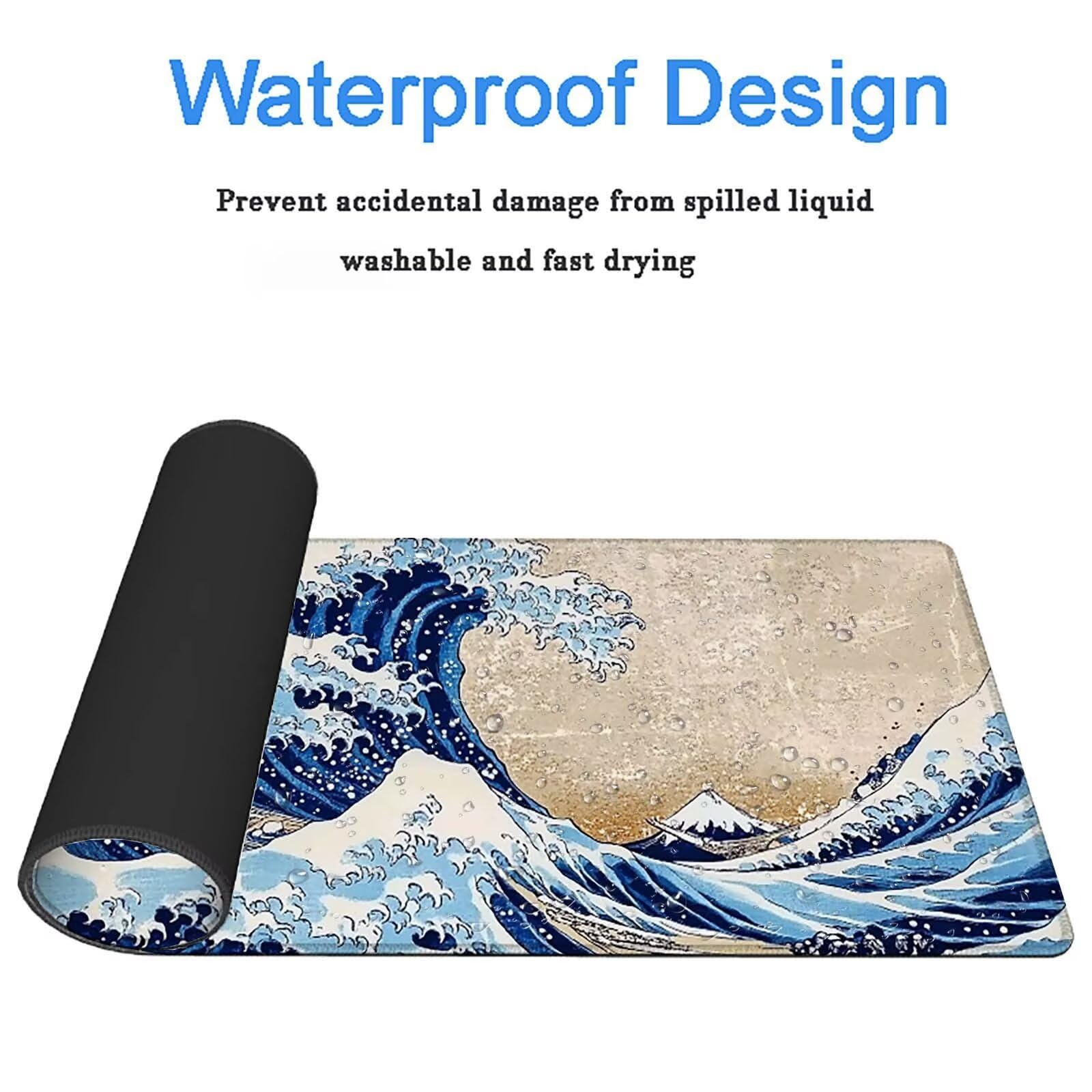Tappetino Mouse Gaming, 1200x600mm Tappetino Mouse XXL onde 0c0-243 | Mouse Pad Grande, Ottimizzato per i Sensori da Gioco, Migliora Precisione e Velocità, per Mac e PC, Crema