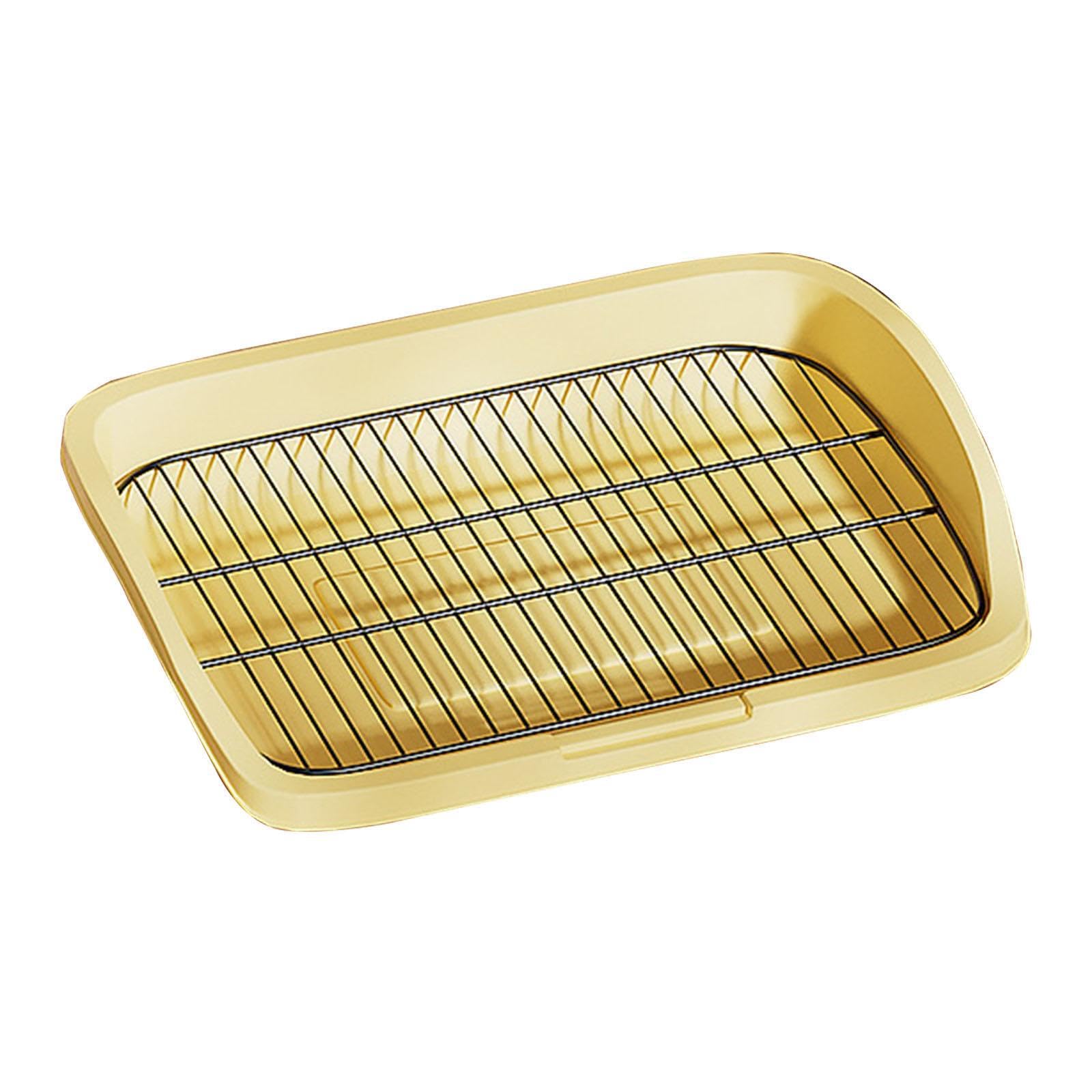 Bac à litière robuste pour chien de taille moyenne avec grille amovible jaune taille L