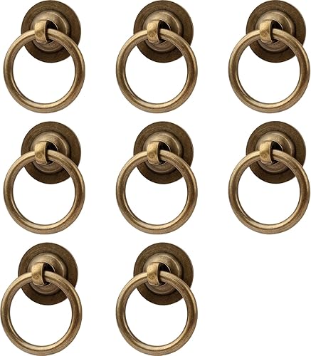 RZDEAL Paquete de 8 tiradores de latón macizo antiguo para gabinetes, tiradores de cajón de estilo antiguo, tiradores vintage de latón para cajones