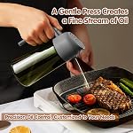 YARRAMATE 16oz/470ml Pulvérisateur à huile vert foncé pour cuisiner avec des stickers, qualité alimentaire Premium 2 en 1 Bouteille de distributeur d'huile d'olive pour Gadgets de cuisine, Air Fryer, Salade, Friing, BBQ (Gris)