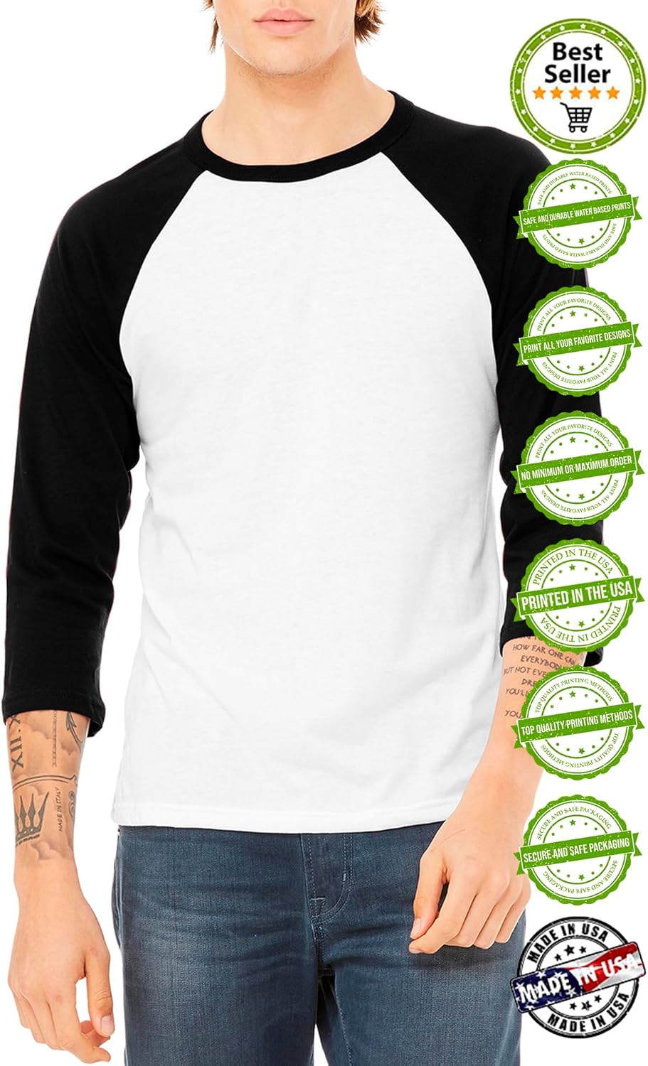 Personalized Shirt for Women Raglan Long Sleeve Baseball Your Own Image Text Front/Back Print - Image 2