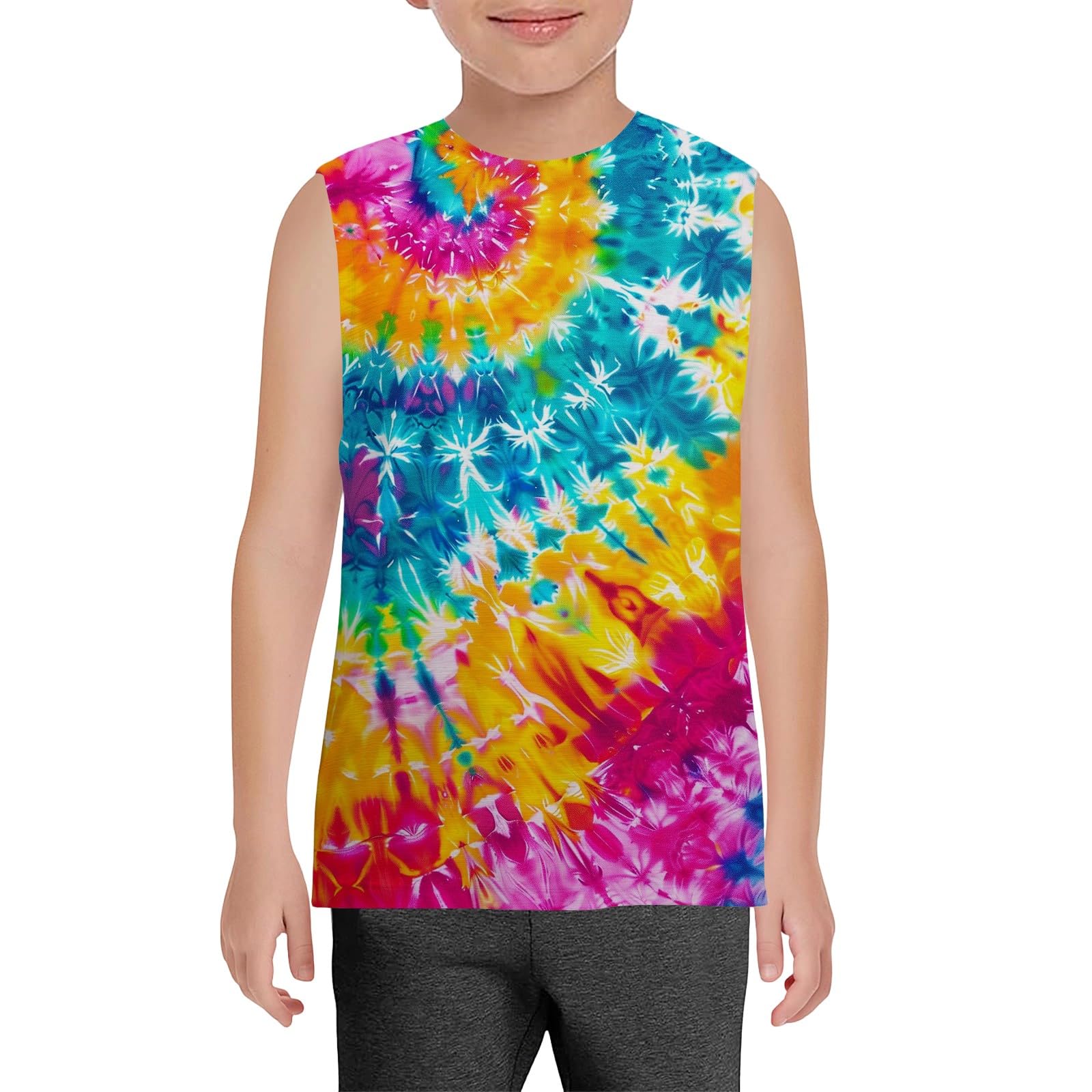 Maillot de corps pour enfant - Débardeur sans manches - T-shirt d'été pour garçons et filles - Col rond - Débardeur batik confortable et respirant - Sous-vêtements pour les loisirs, le sport, l'école