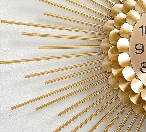 Miniatura 5 de Wall Clock No-Ticking Silent Wall Clocks,Modern Metal Sunburst Decoration Wall Clock for Living Room Cafe Restaurant Wall Watches Clock,Silver,70CM