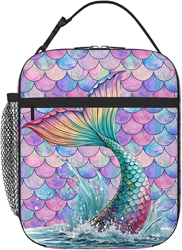 Miniatura 9 de Lonchera verde de los años 80 y 90 con aislamiento retro neón para mujeres y hombres, lonchera reutilizable a prueba de fugas con compartimento 80s