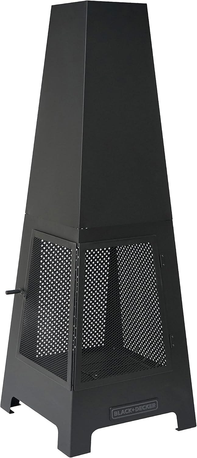 Wood Burning Pyramid Chiminea Black Specialty Steel Patio