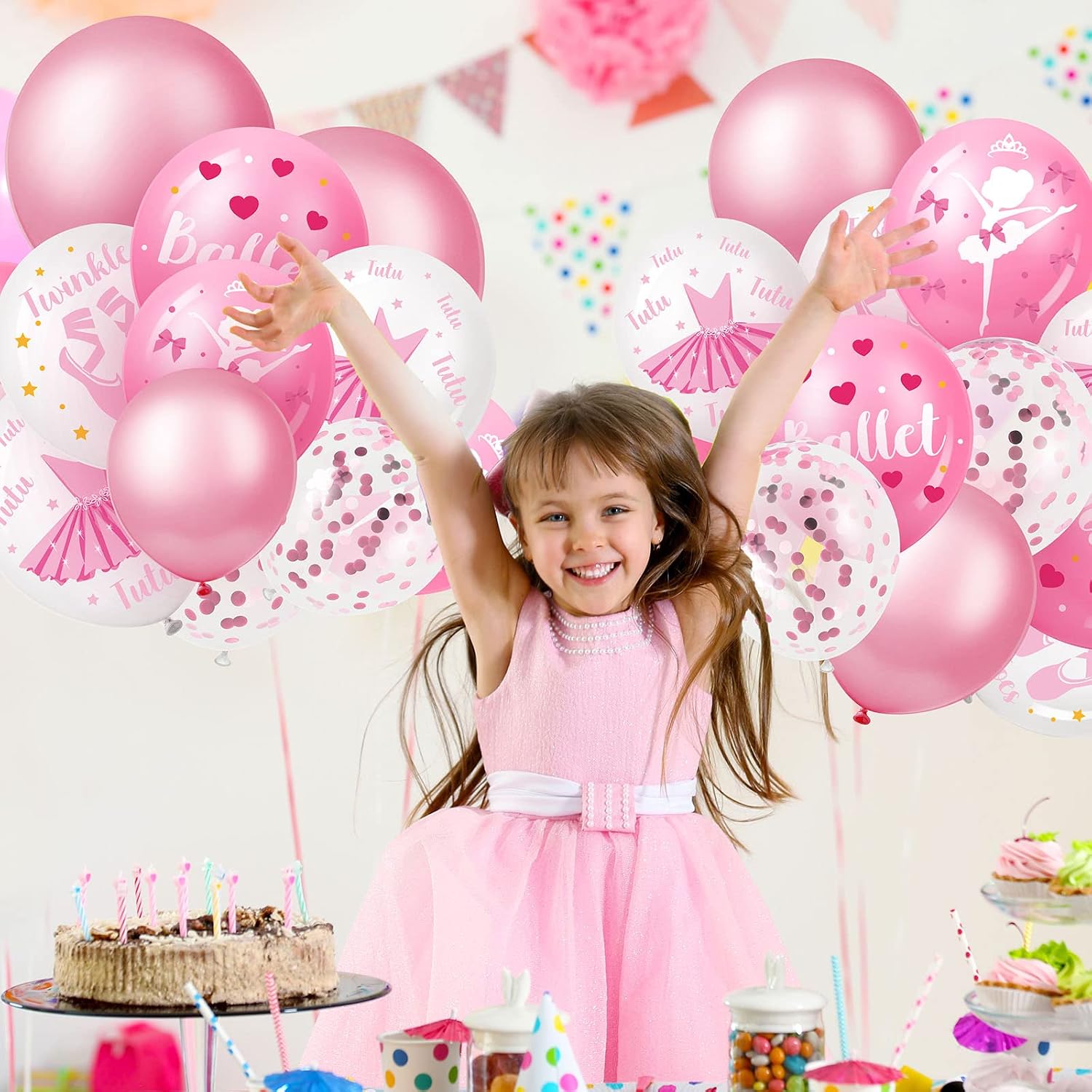 Charniol 50 Pcs Ballerina Birthday Party Supplies Pink Balloon Arch Kit image 5