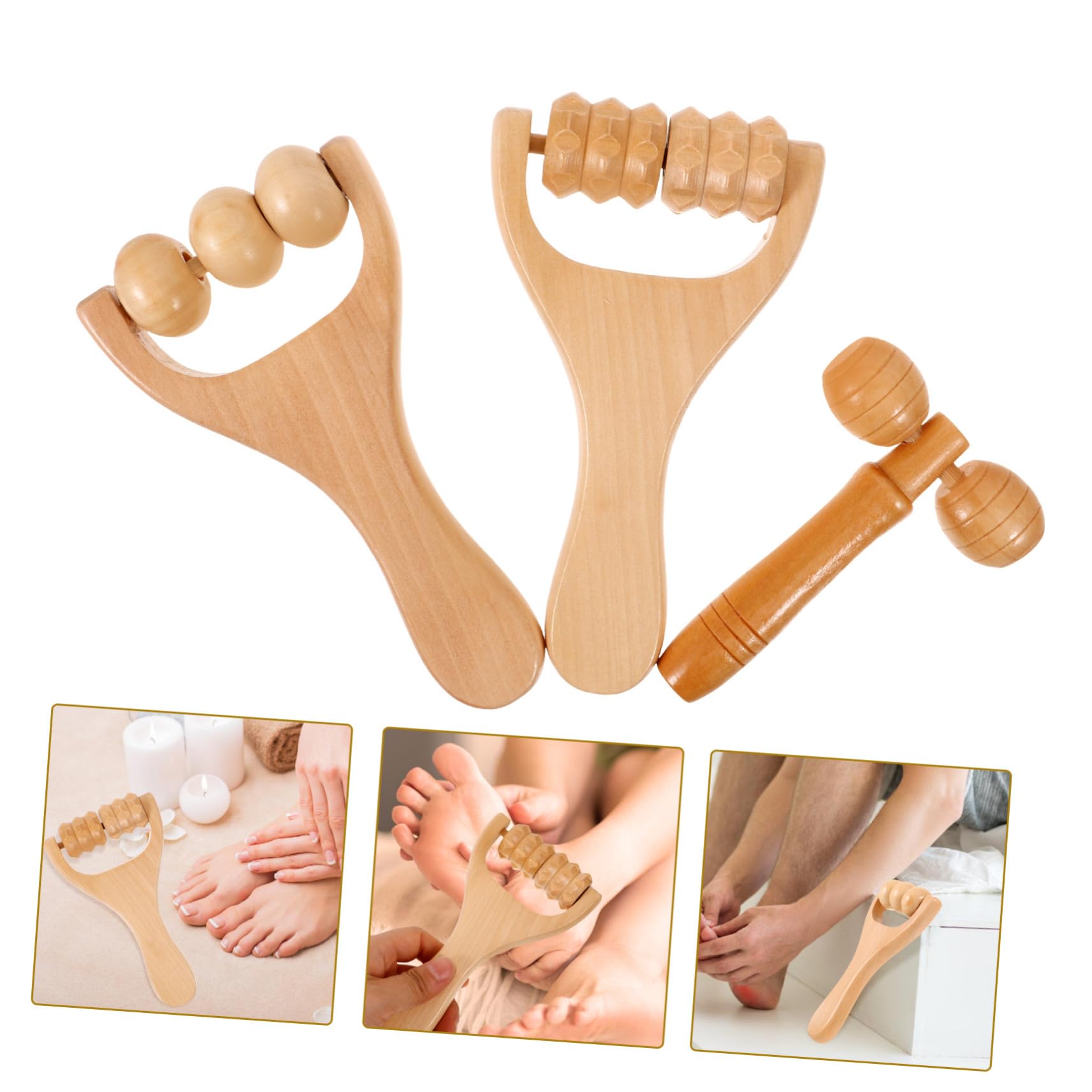 Massage Roller aus Natürlichem Holz Teiliges Ganzkörper Massagegerät für Nacken Beine Füße und Gesicht Glatte Oberfläche für Schmerzlindernde Hautpflegende Anwendung