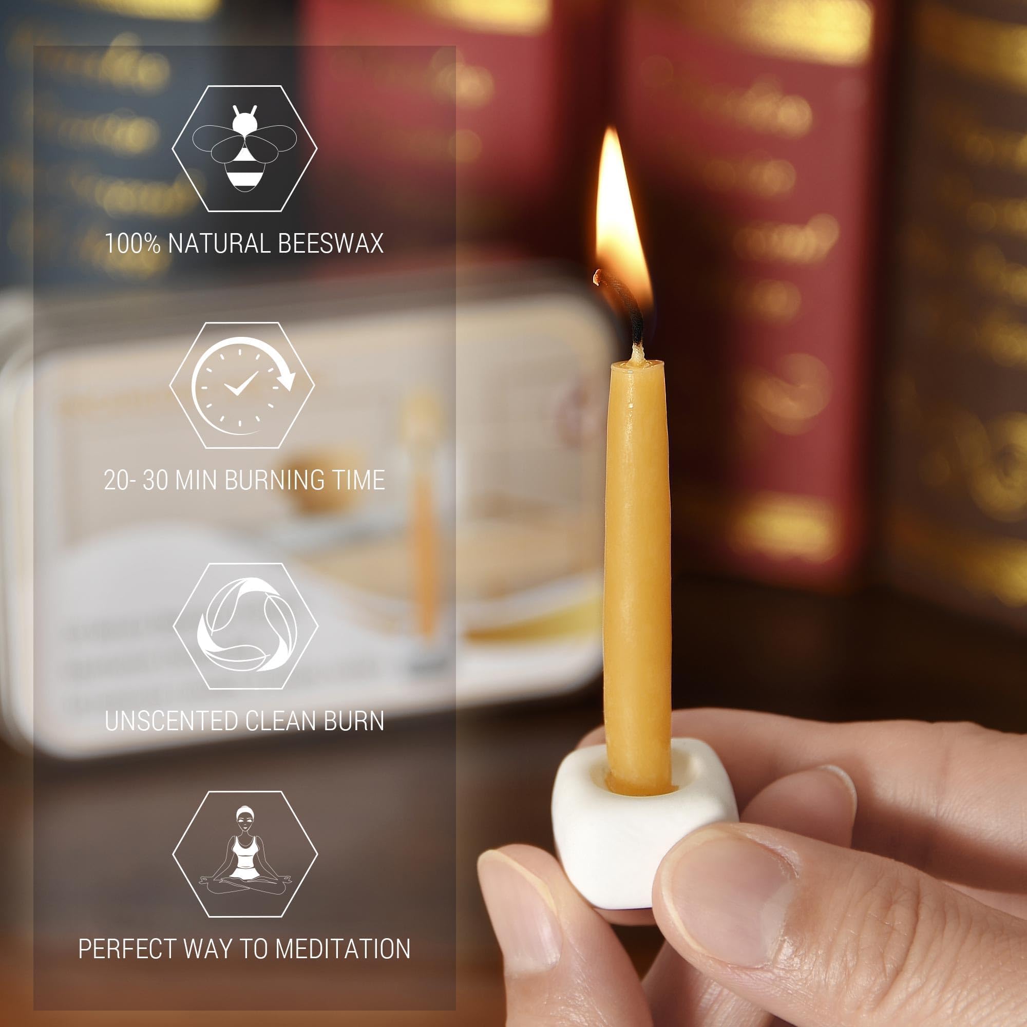 Juego de mini velas de 20 minutos, velas de meditación cónicas de cera de abejas pequeñas de 2.6 pulgadas, 40 unidades, velas sin humo, sin goteo para el hogar, regalos para mujer, yoga, color
