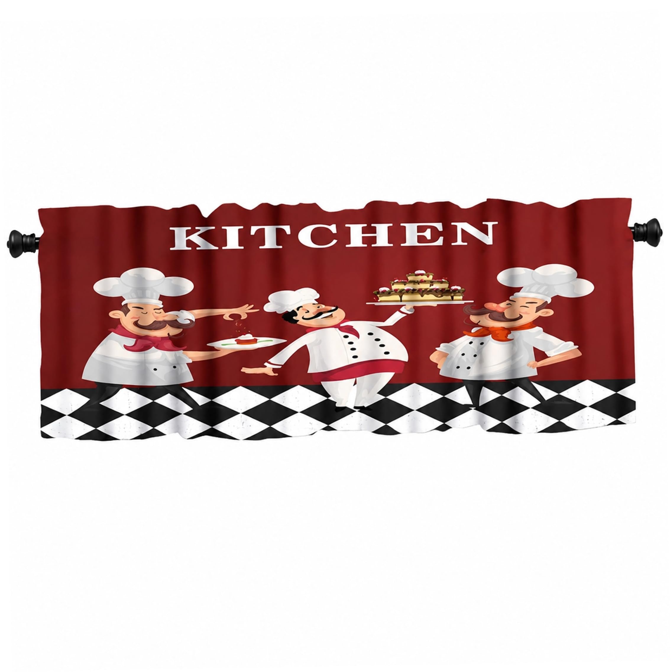 AwnsIMfreien Kitchen Window Valance 52x18 Inch Chef Kitchen Decor with Fun Print Polyester Valances for Home Cafe, Valance