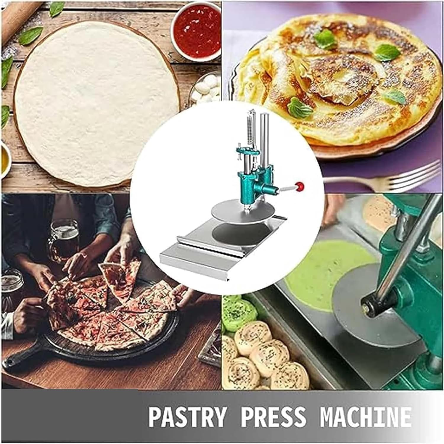 Household Pizza Pastry Press Machine, Pizza Making Tools Cookie Presses, Non-Stick Pressure Plate Manual Dough Press for Hand-Caught Pancakes, Flatbreads, Pizza Crusts, Pancake,12cm