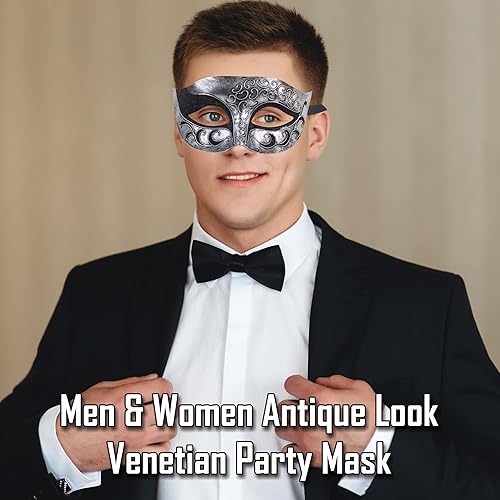 Miniatura 4 de Máscara de mascarada para hombre, máscara de aspecto antiguo para Halloween, fiesta veneciana, fiesta de máscaras y baile de máscaras