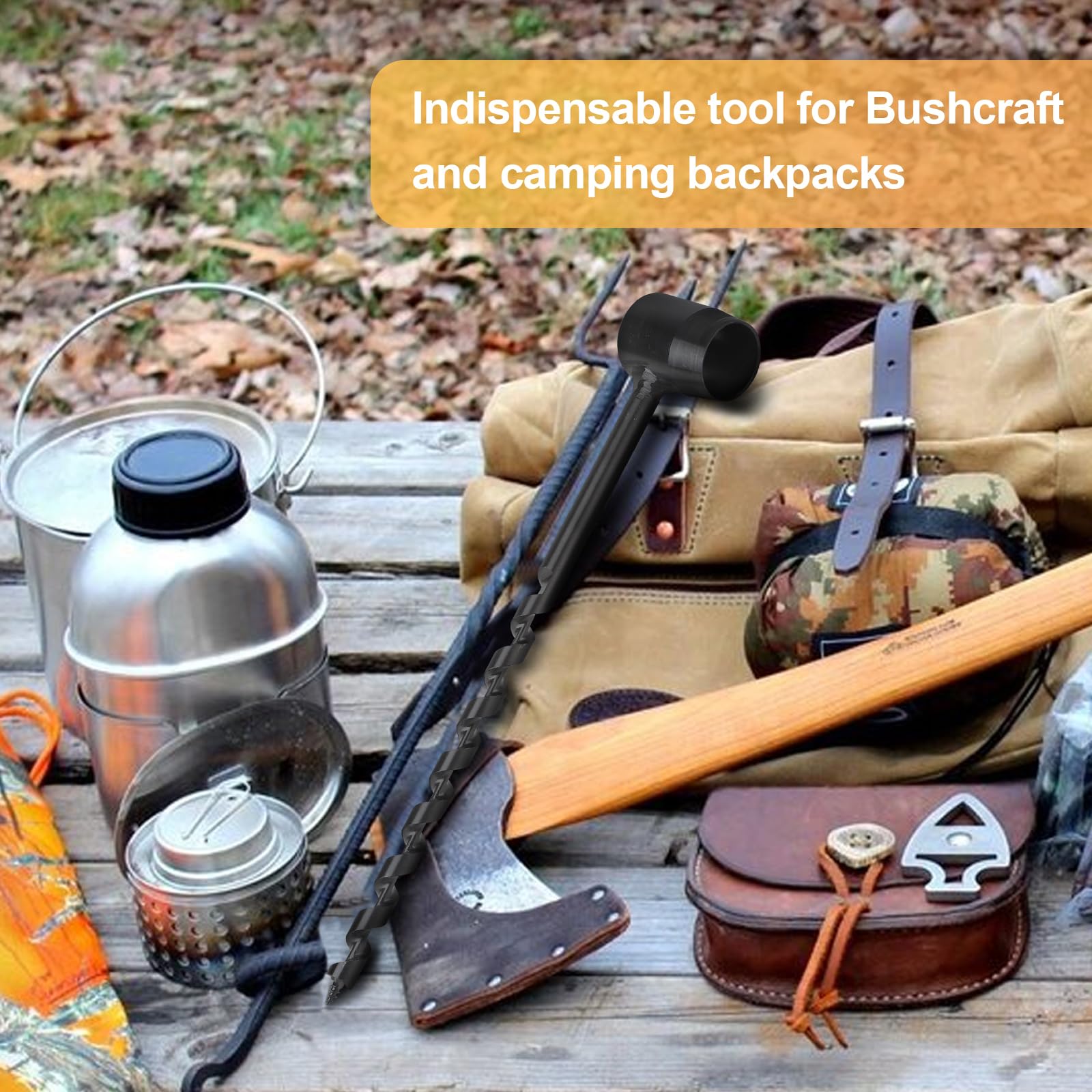 EFUTURETIME Trivella Manuale per Legno, φ10x230mm, Trapano a Mano Bushcraft Multifunzionale, Punta da Trapano per L'avventura all'aperto, Campeggio, Lavorazione del Legno