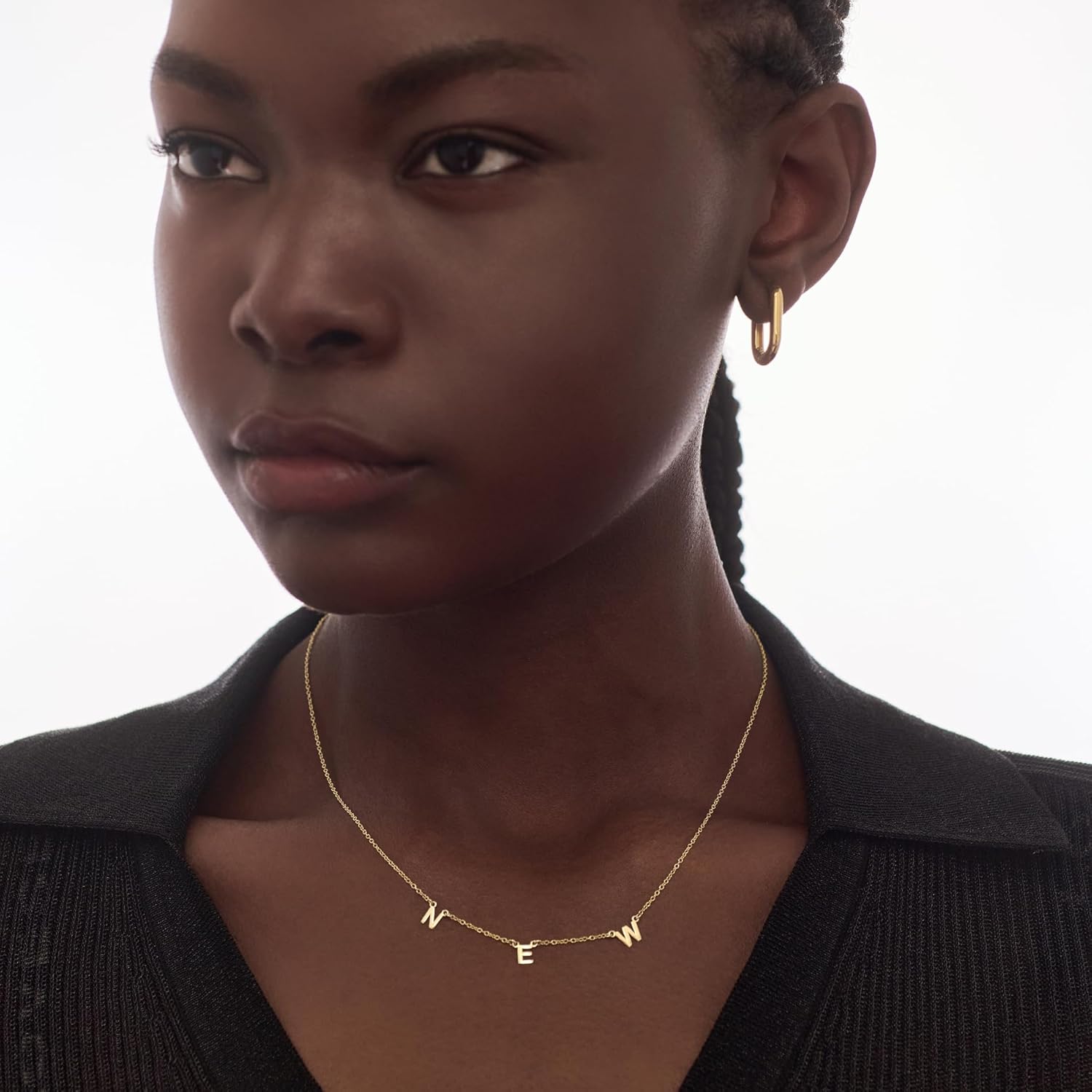 OAK & LUNA Inez Initial Necklace - Gold Plated & Sterling Silver — A-Z Letter Pendant on 15″ + 2″ Adjustable Cable Chain