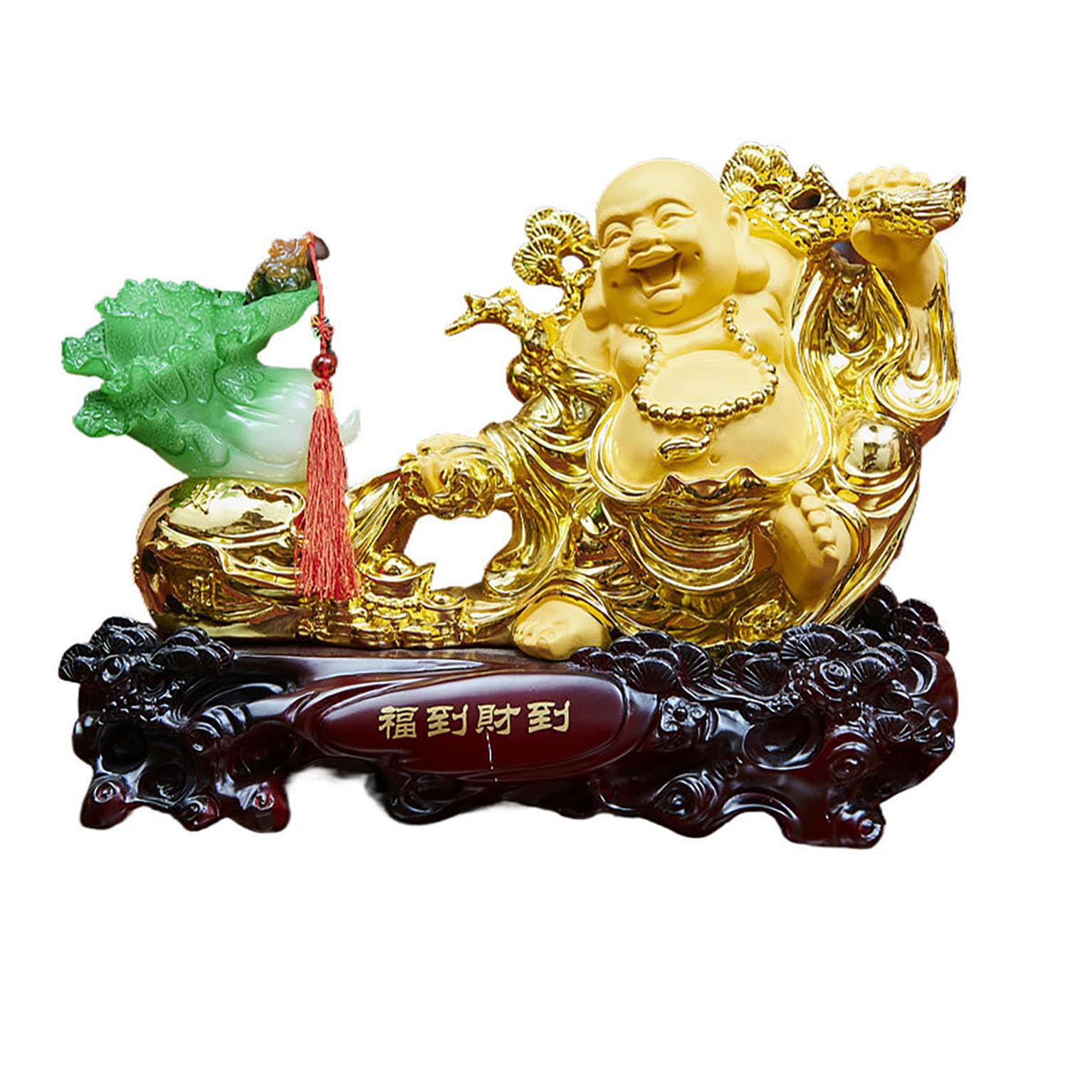 Feng Shui Laughing Buddha Statue Sand Gold Blessing Buddha Ornament